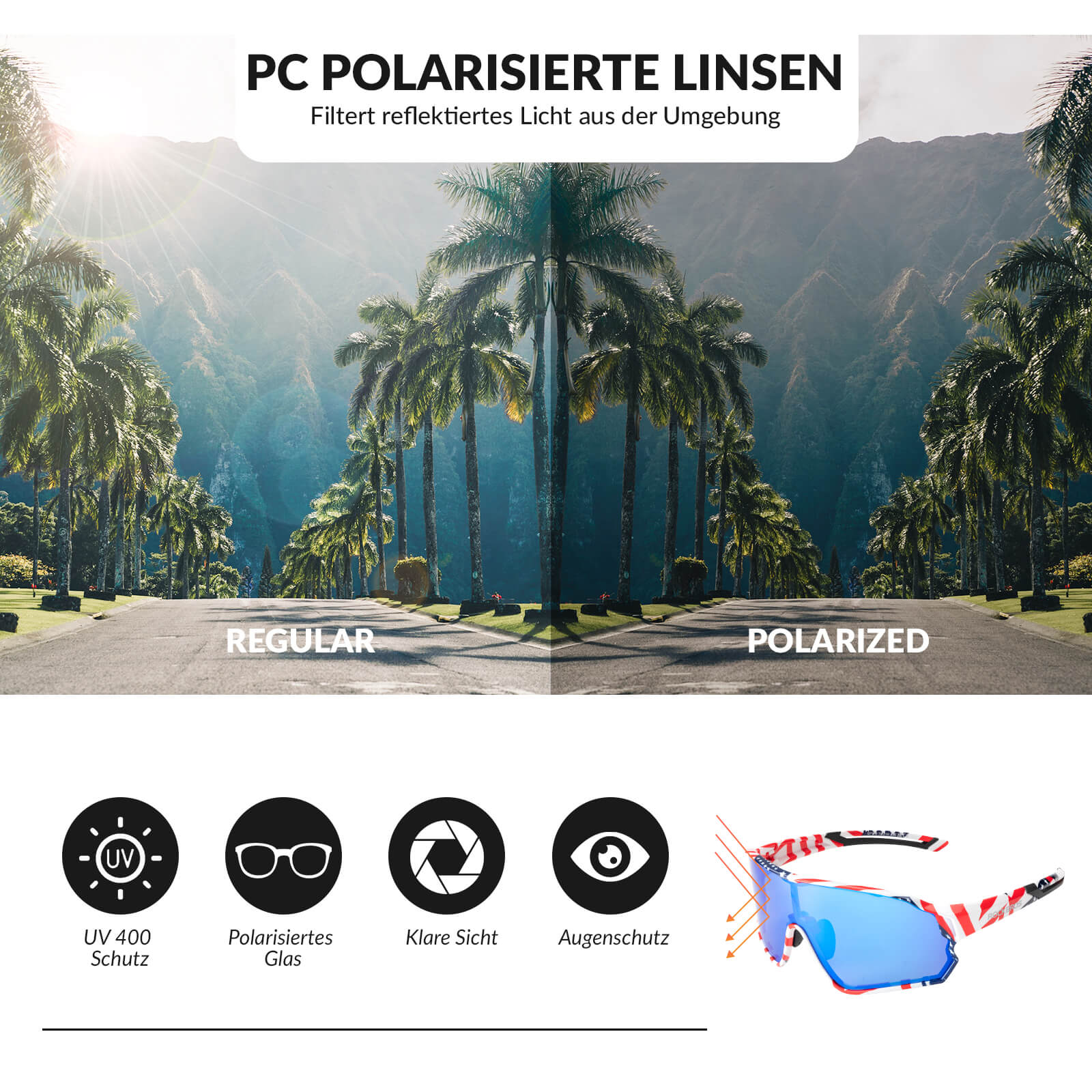 Federleichte Polarisierte Fahrradbrille (UV400)