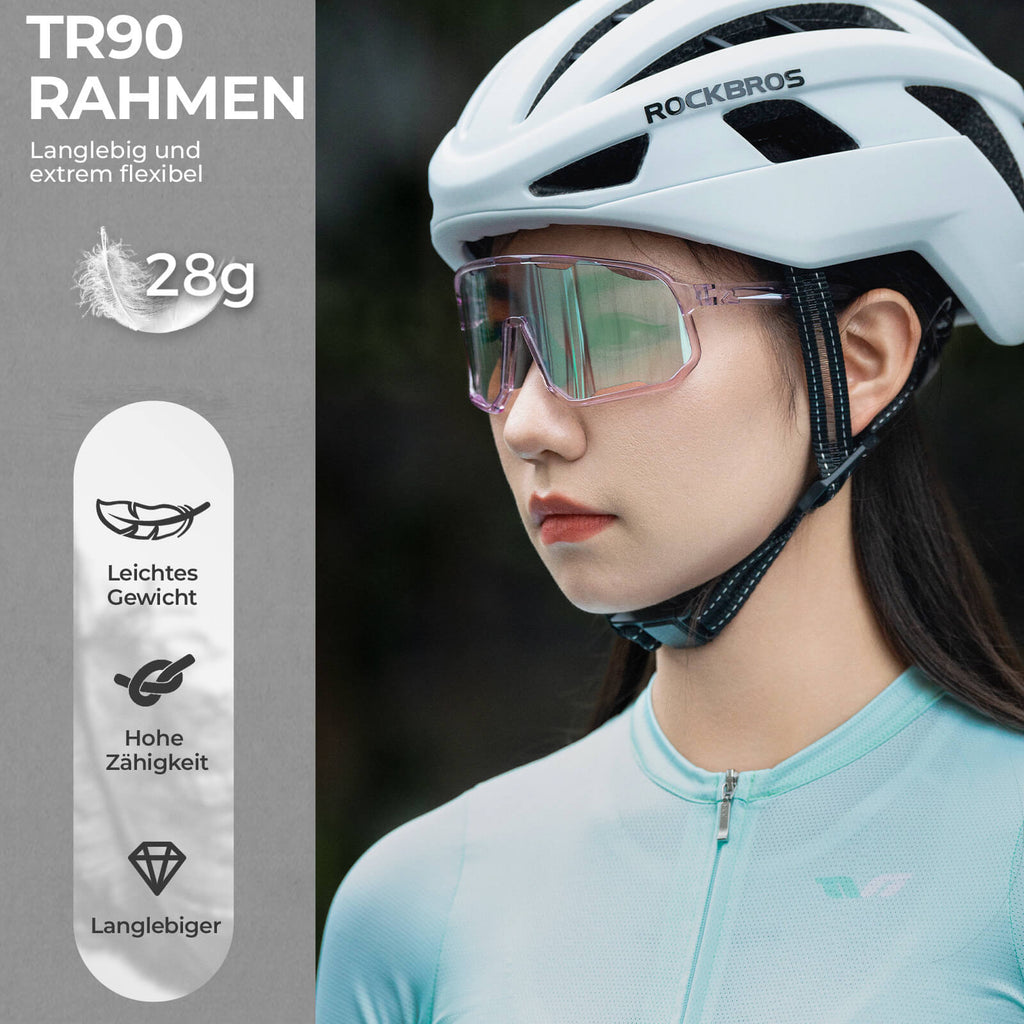 Selbsttönende Unisex Fahrradbrille mit Wechsel-Nasenpads