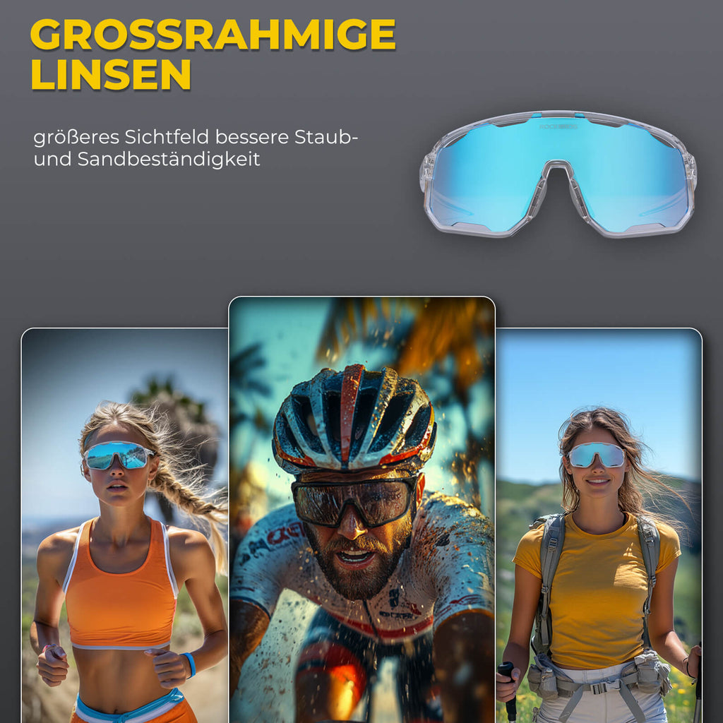 Selbsttönende Unisex Fahrradbrille mit Wechsel-Nasenpads