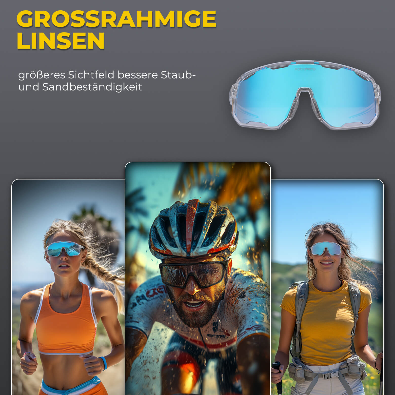 Selbsttönende Unisex Fahrradbrille mit Wechsel-Nasenpads
