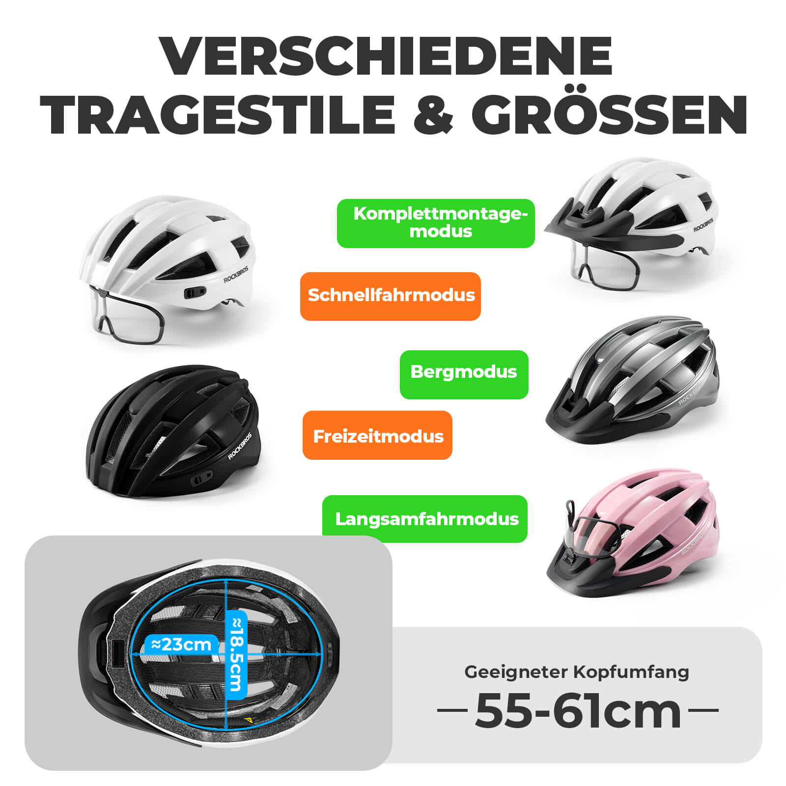 Fahrradhelm mit Rücklicht 55-61cm