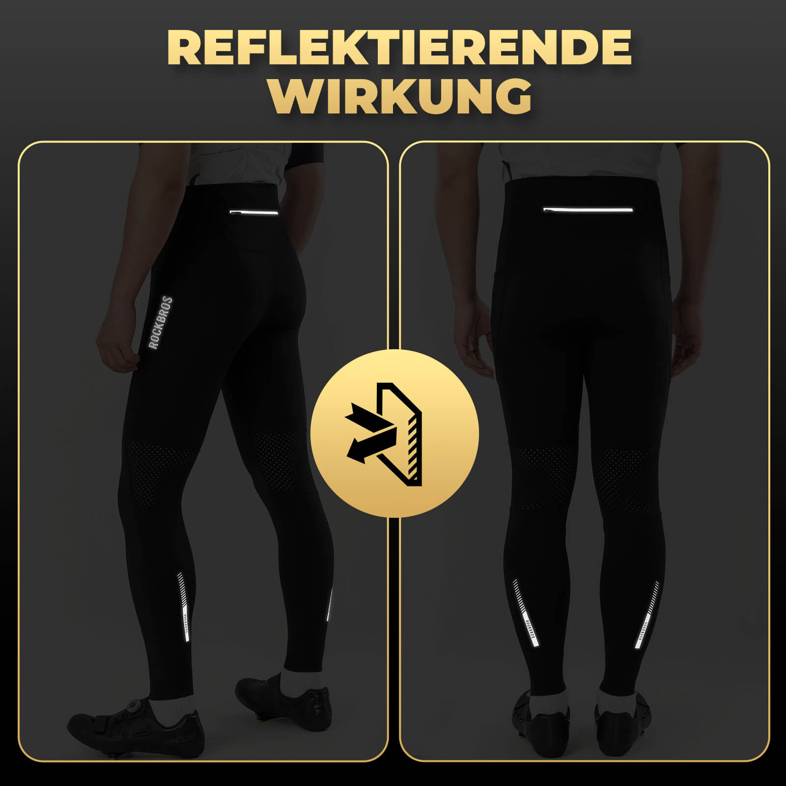 ROCKBROS Fahrradhose Radlerhose 4D Gepolstert Atmungsaktiv für 4 Jahreszeiten