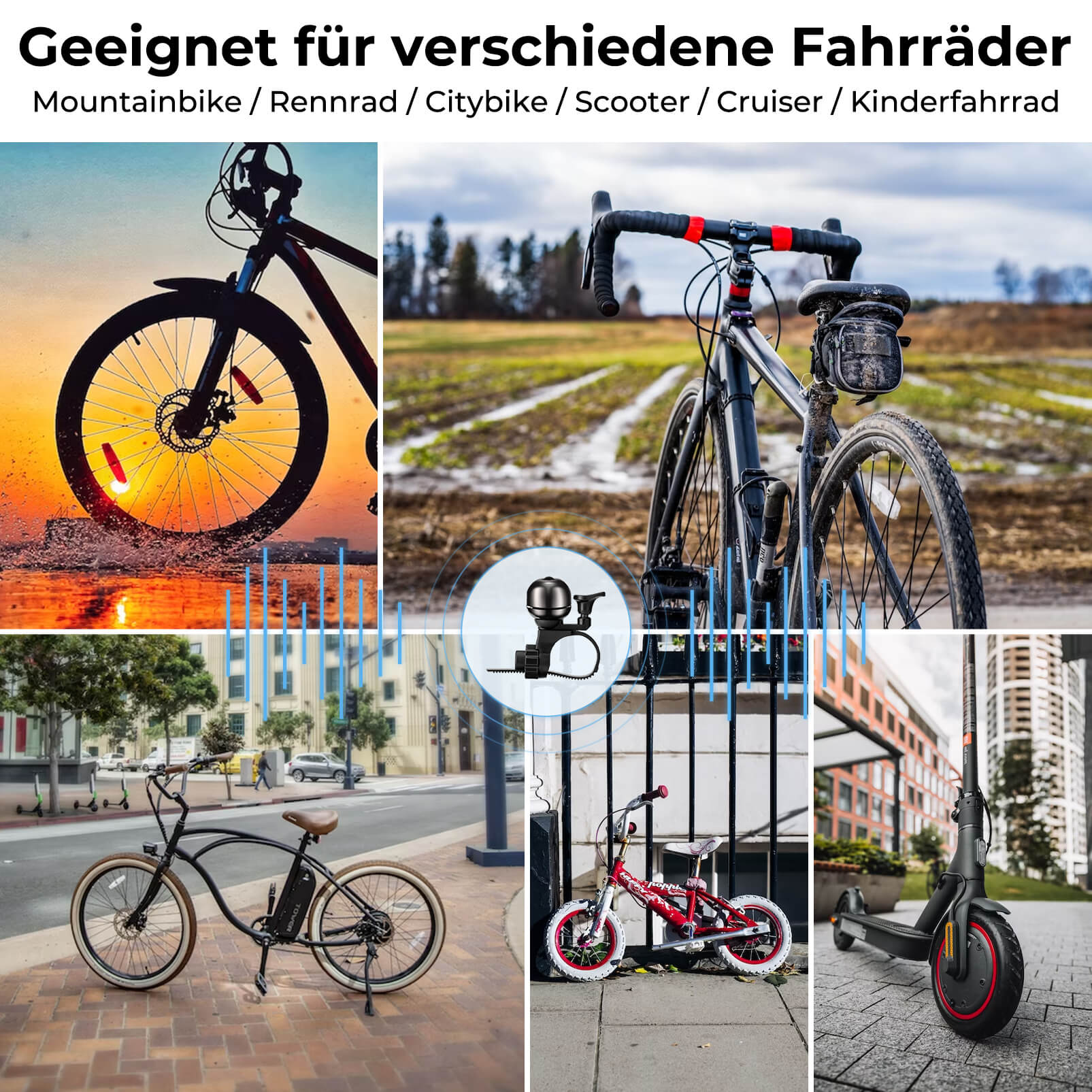 Fahrradklingel Klassisch Fahrradglocke Laut Klingel für 20–31 mm