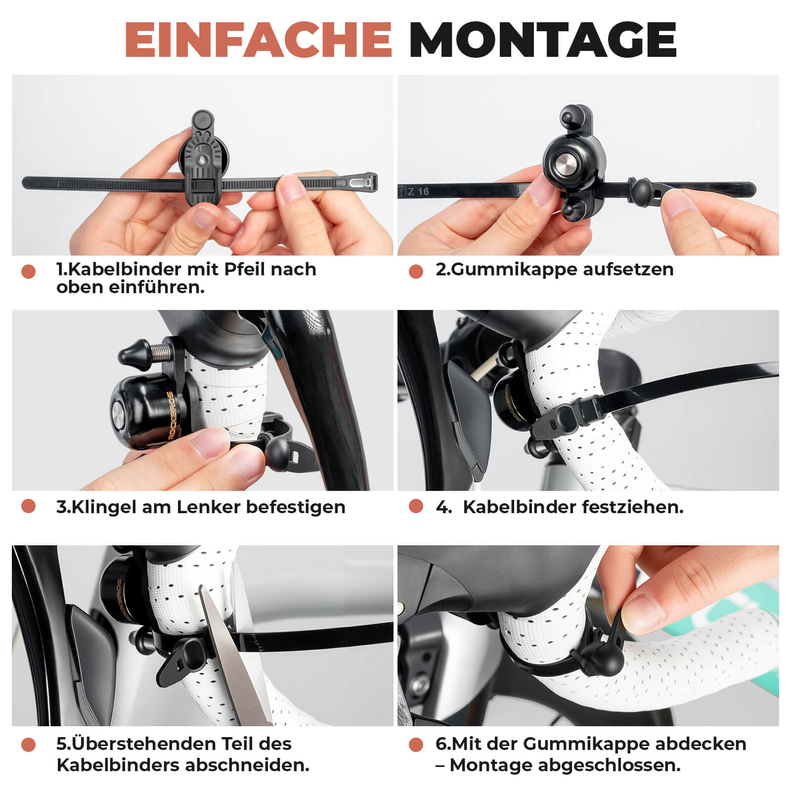 Rennrad MTB Fahrradklingel mit Doppel-Klopfer 180° drehbar