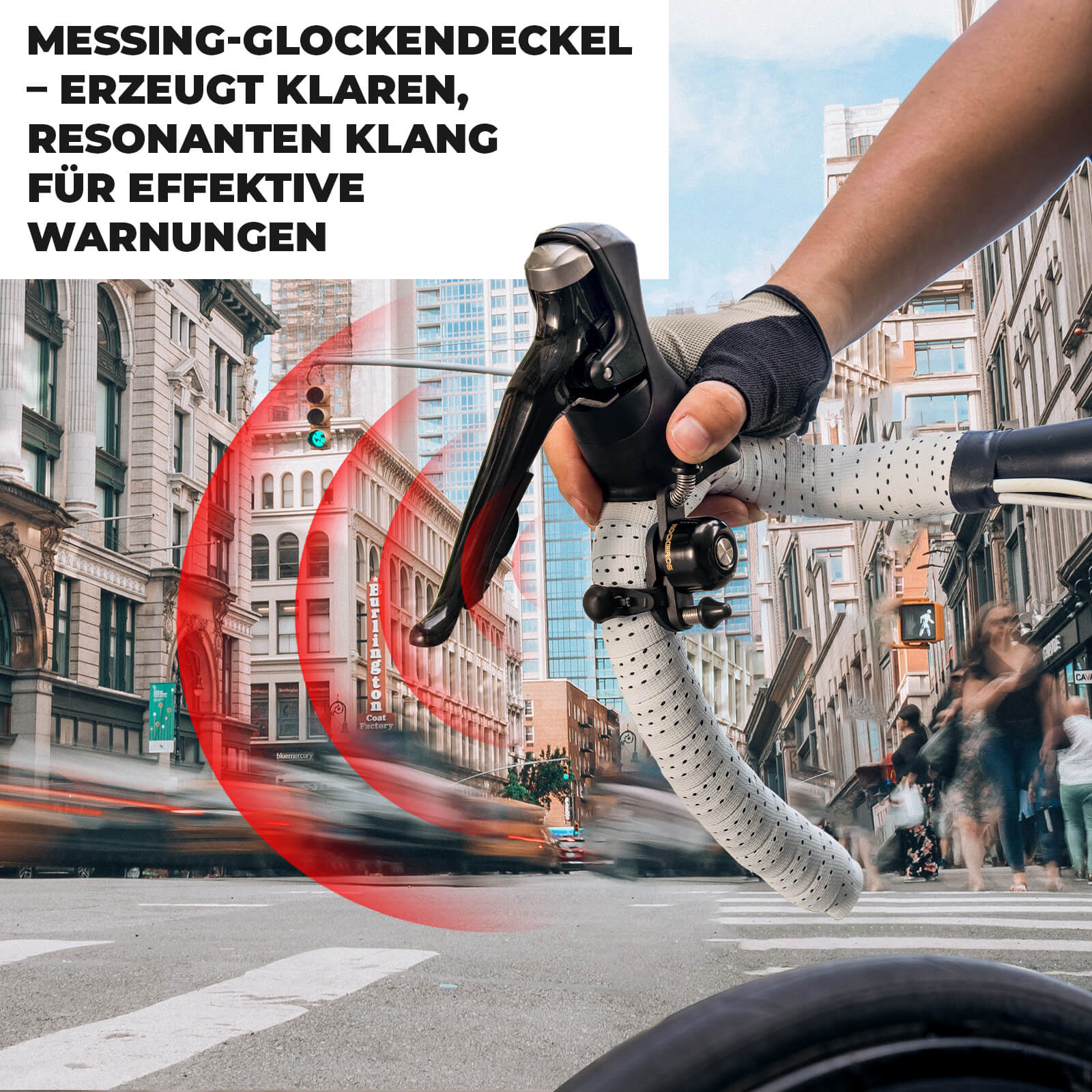 Rennrad MTB Fahrradklingel mit Doppel-Klopfer 180° drehbar