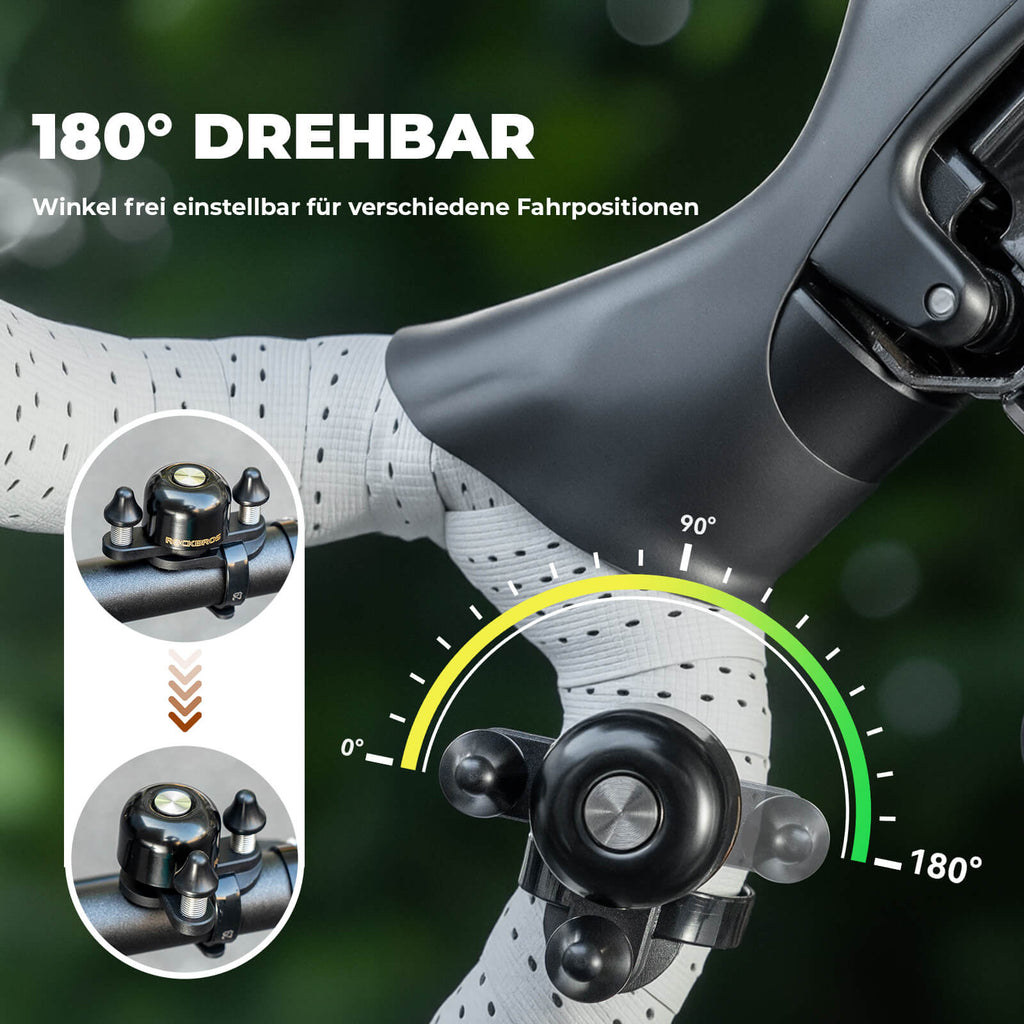 Rennrad MTB Fahrradklingel mit Doppel-Klopfer 180° drehbar