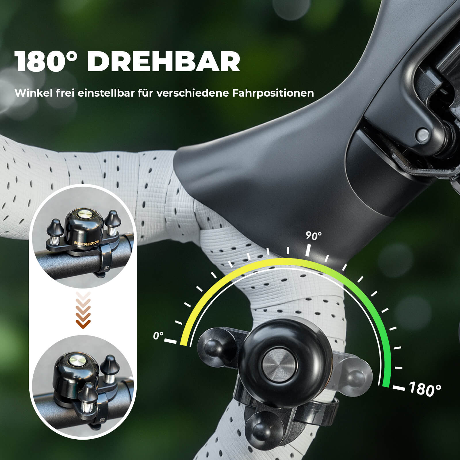 Rennrad MTB Fahrradklingel mit Doppel-Klopfer 180° drehbar