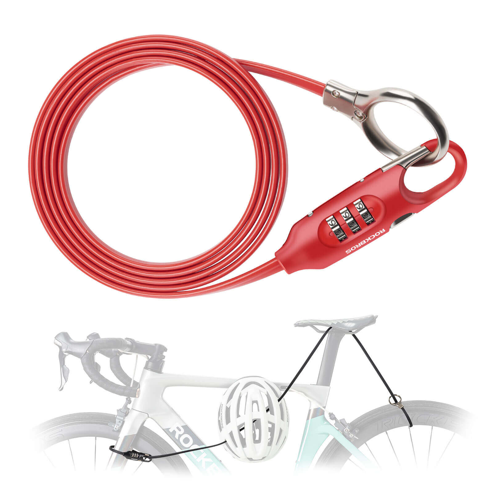 ROCKBROS Fahrradschloss Kabelschloss 150cm mit Zahlencode Anti-Diebstahl