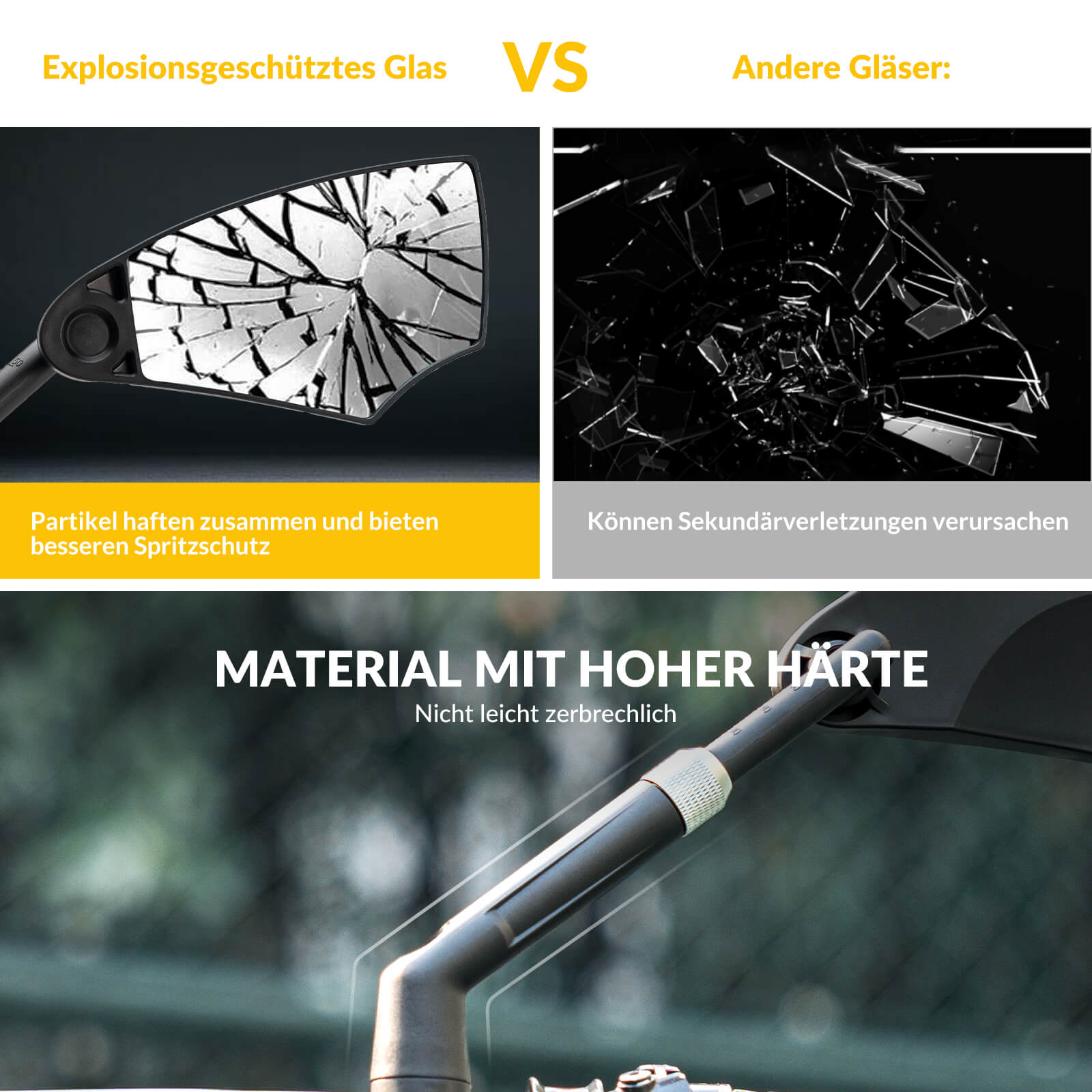 Fahrradspiegel Rückspiegel 360°Drehbar Klappbar für Lenker 20–23mm
