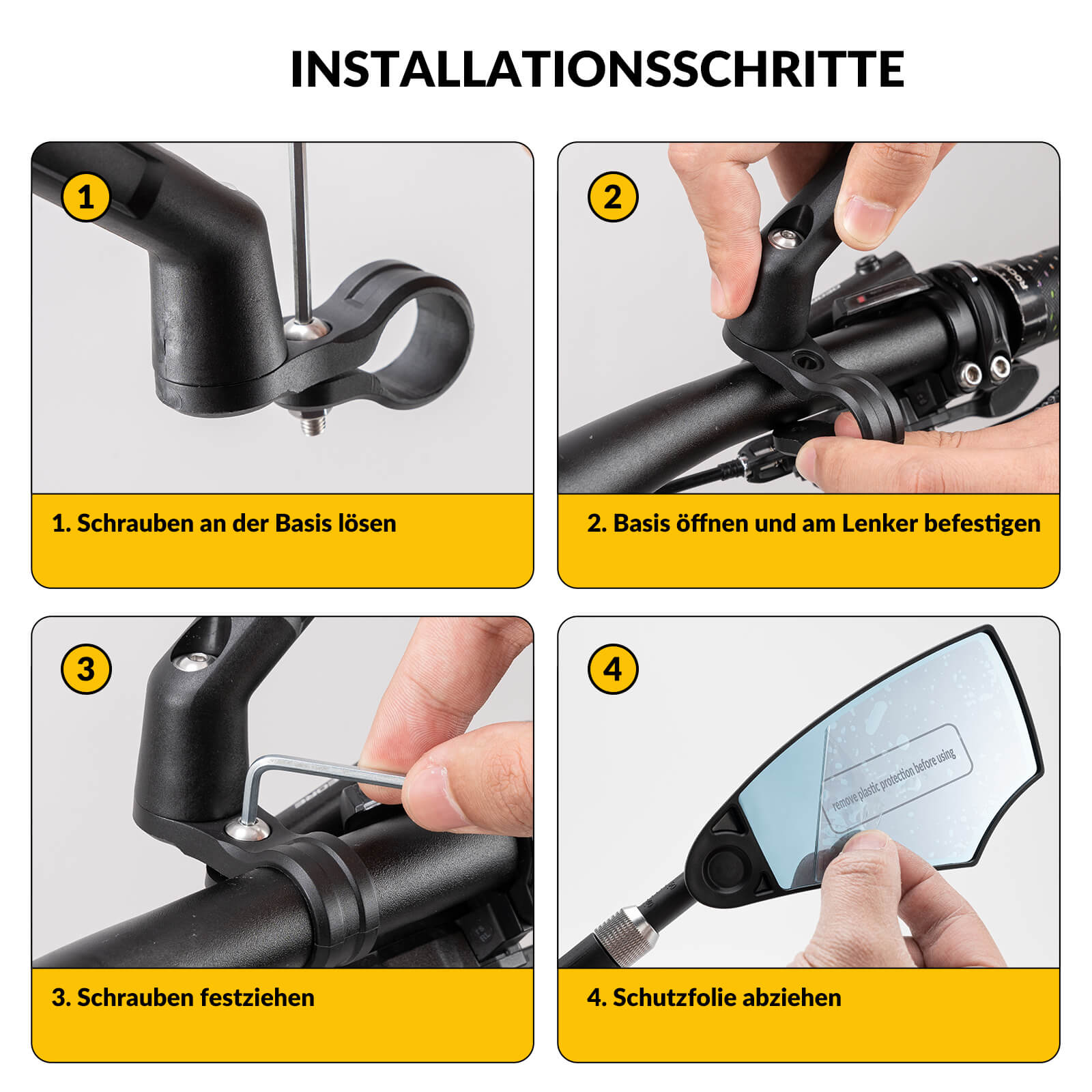 Fahrradspiegel Rückspiegel 360°Drehbar Klappbar für Lenker 20–23mm