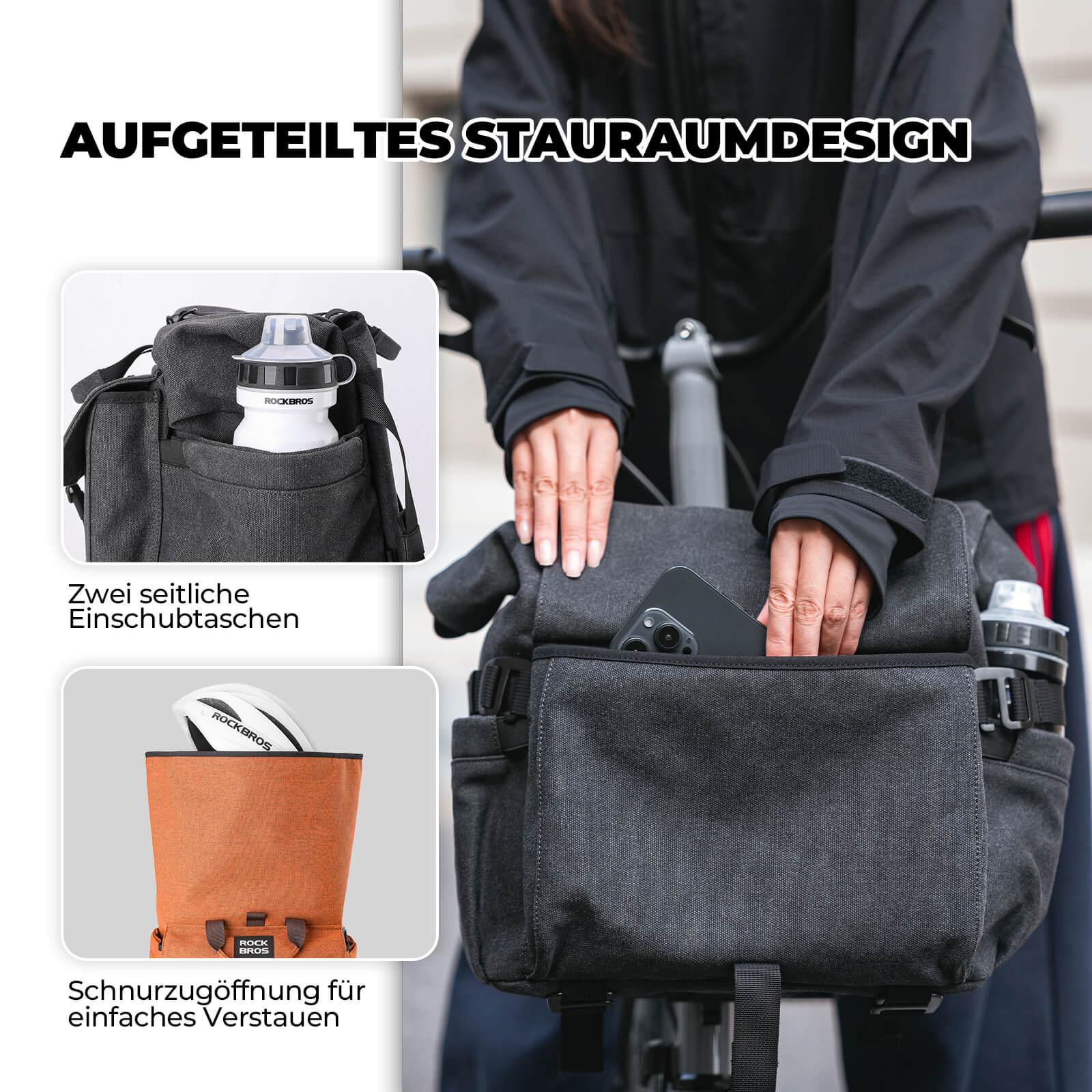 Fahrradtasche Lenkertasche für Brompton 15L+1,8L