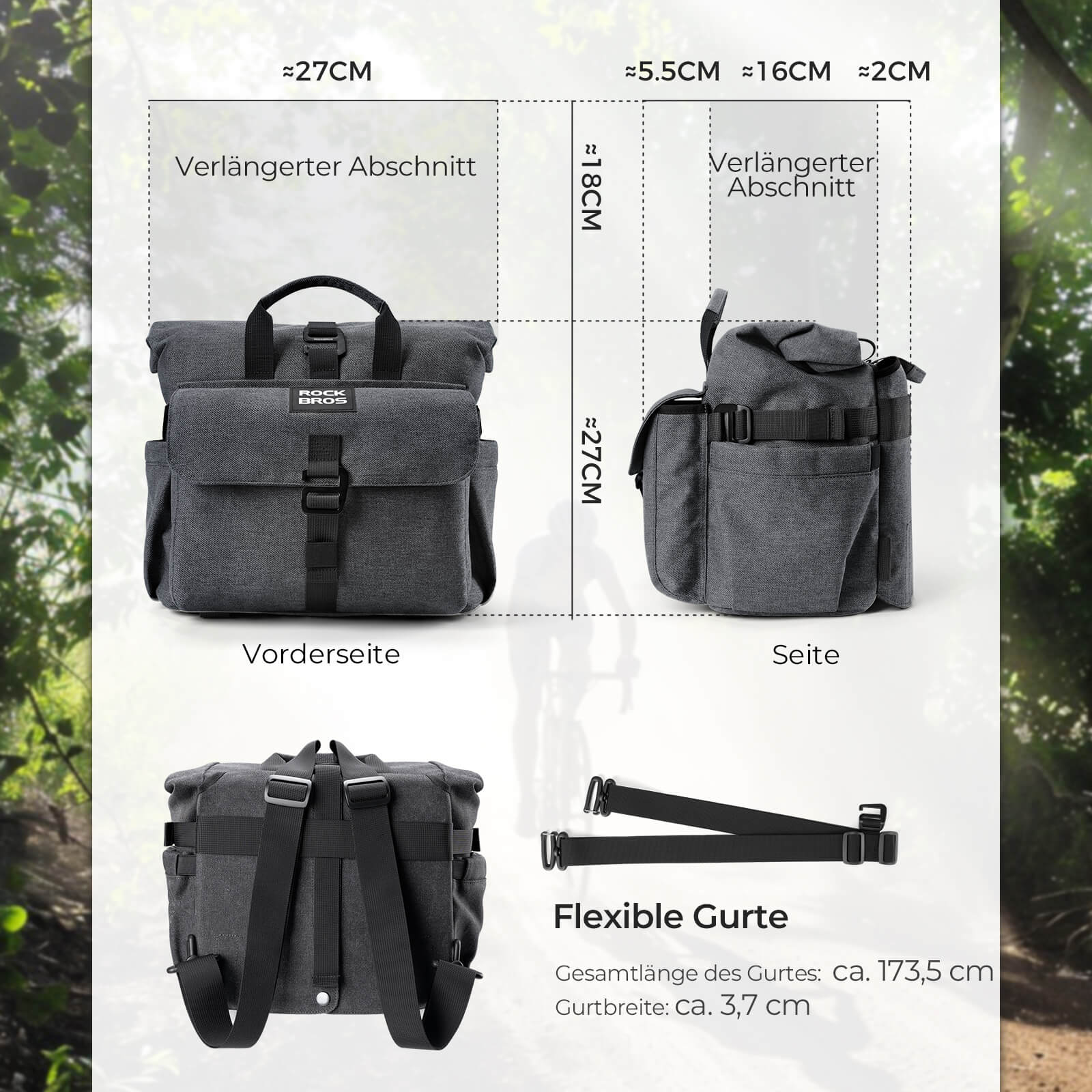 Fahrradtasche Lenkertasche für Brompton 15L+1,8L