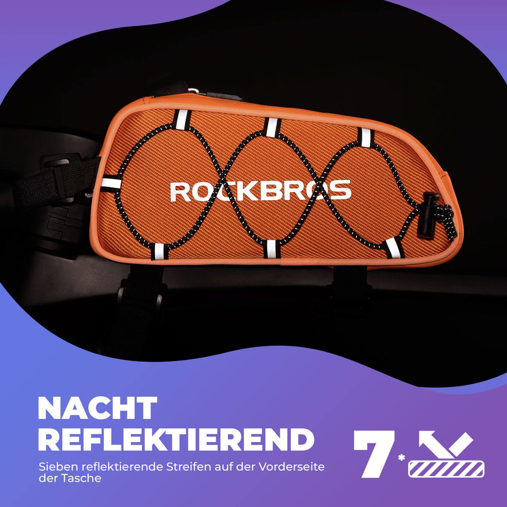 Oberrohrtasche 1 L Vollständig Reflektierend Weiß/Orange