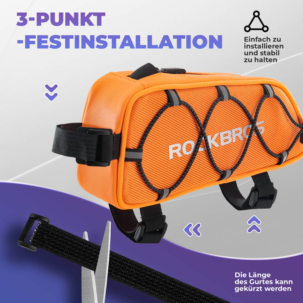 Oberrohrtasche 1 L Vollständig Reflektierend Weiß/Orange