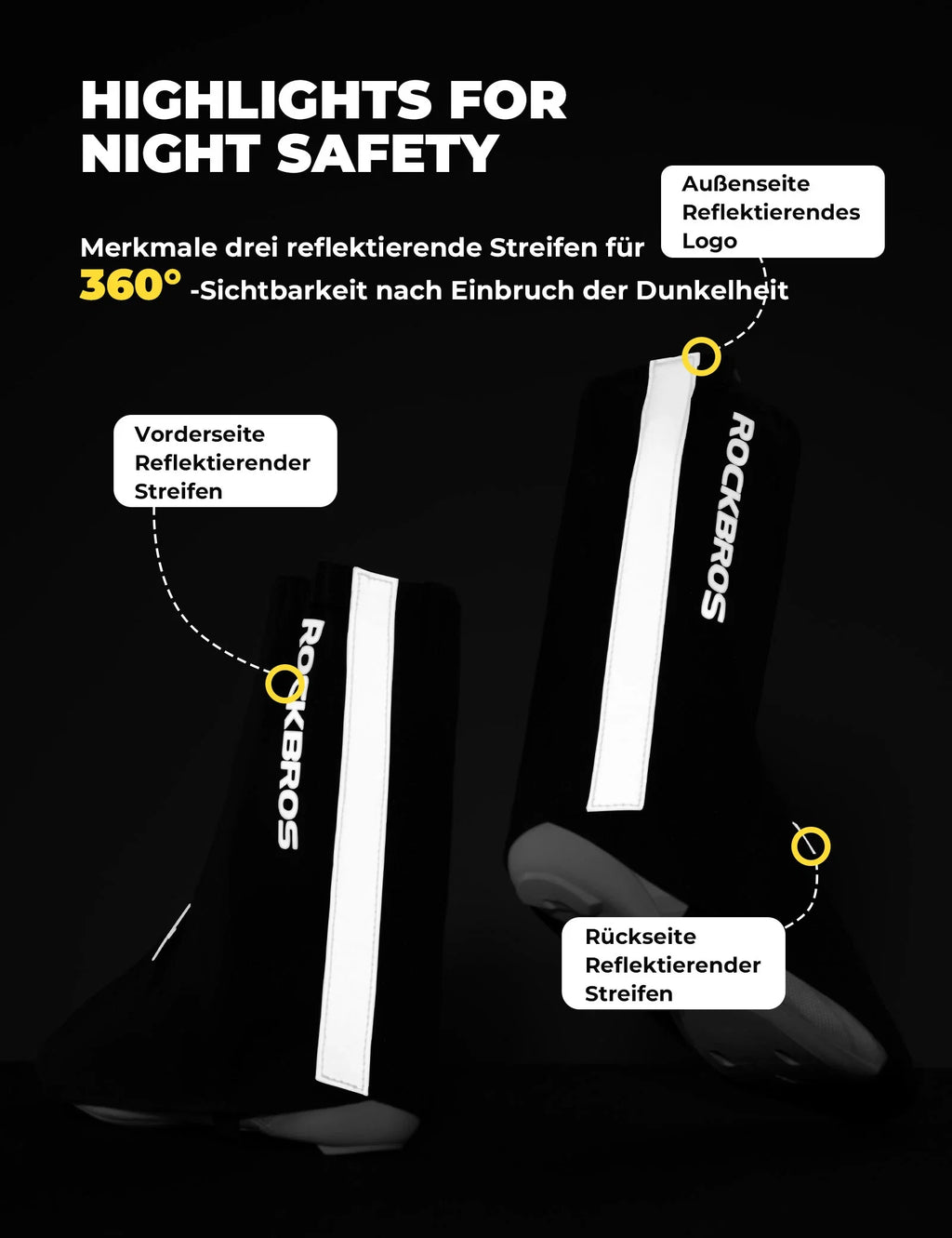 Fahrradüberschuhe Reflektierend Wasserdicht mit Klettverschluss
