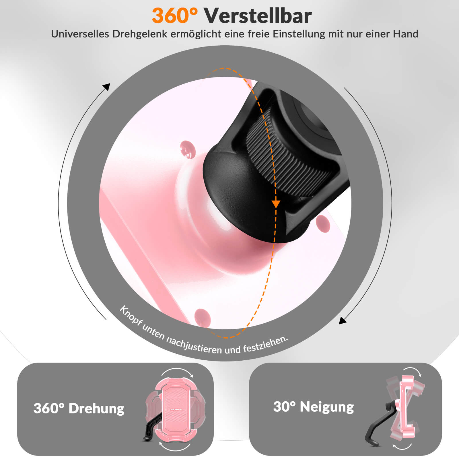 Handyhalterung Fahrrad Handyhalter Motorrad 360° Drehbar für 4,7-7,0 Zoll