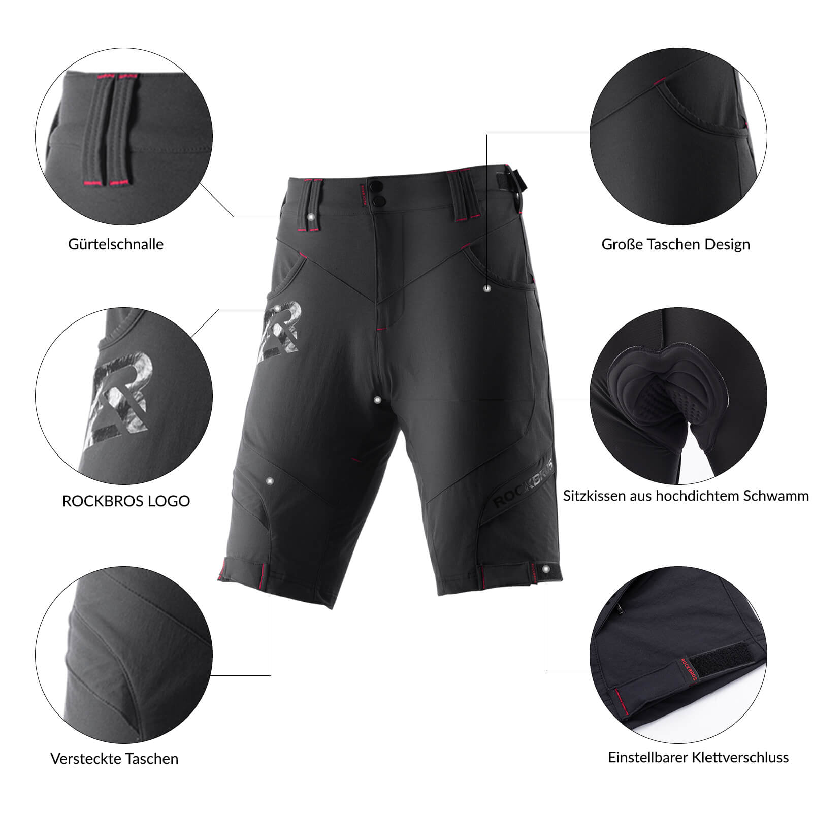 Kurze Atmungsaktive Radhose für Herren (Anti-Stoß)
