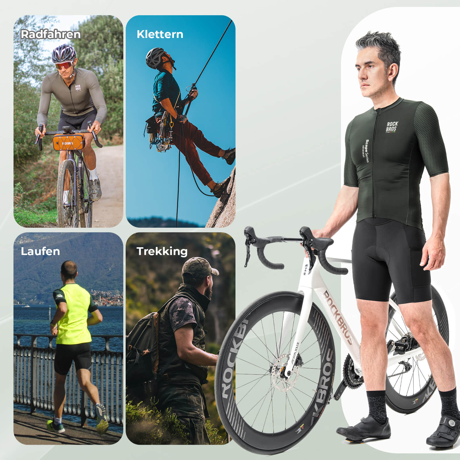 ROAD TO SKY Herren Kurzarm Radtrikot Jersey für MTB & Rennrad Grün