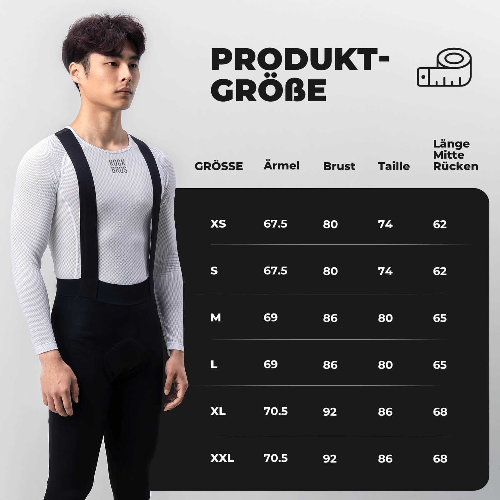 ROCKBROS Herren Langarm-Radtrikot Funktionsshirt Fahrrad Jersey Schnell Trocknen