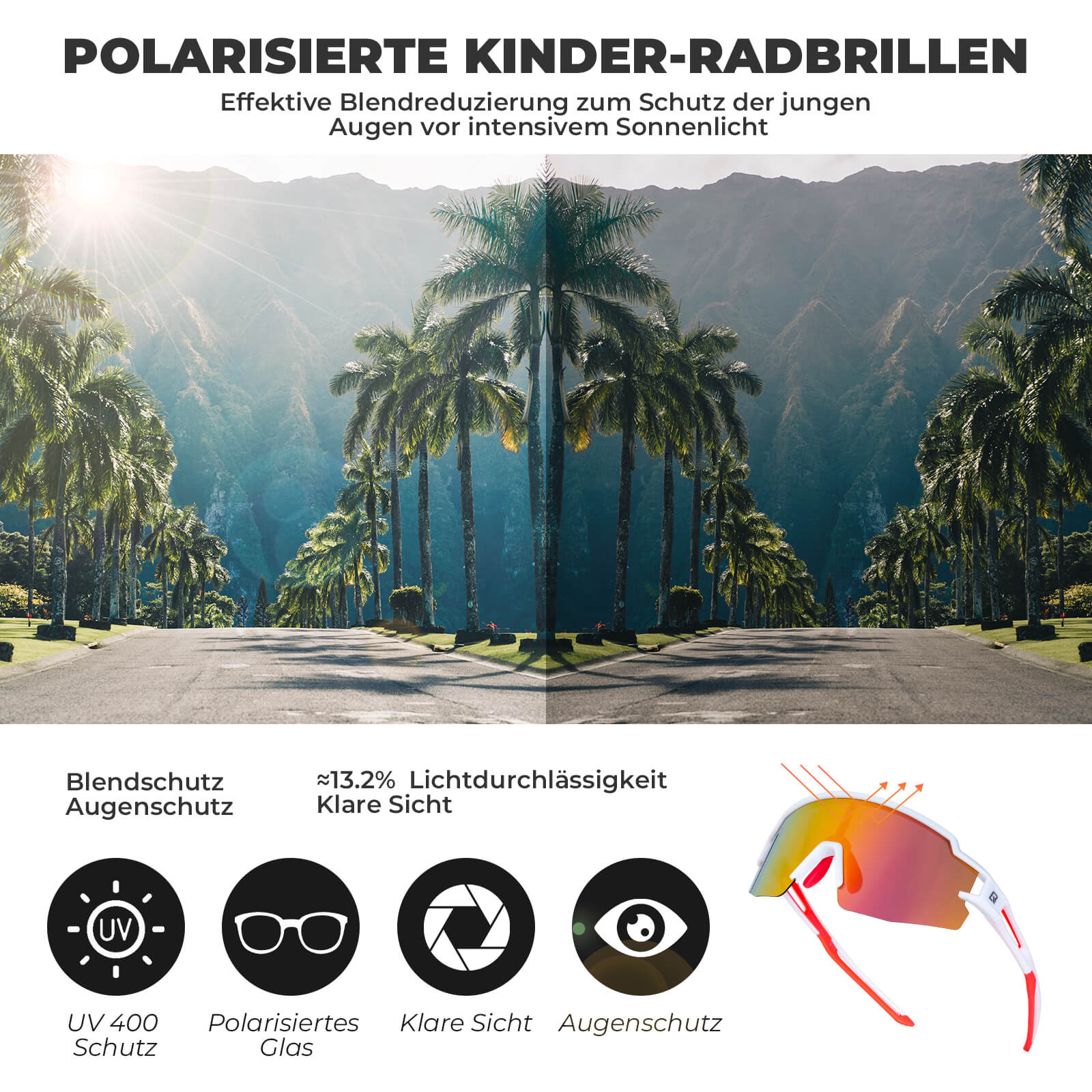 Polarisierte Sport- und Fahrradbrille für Kinder