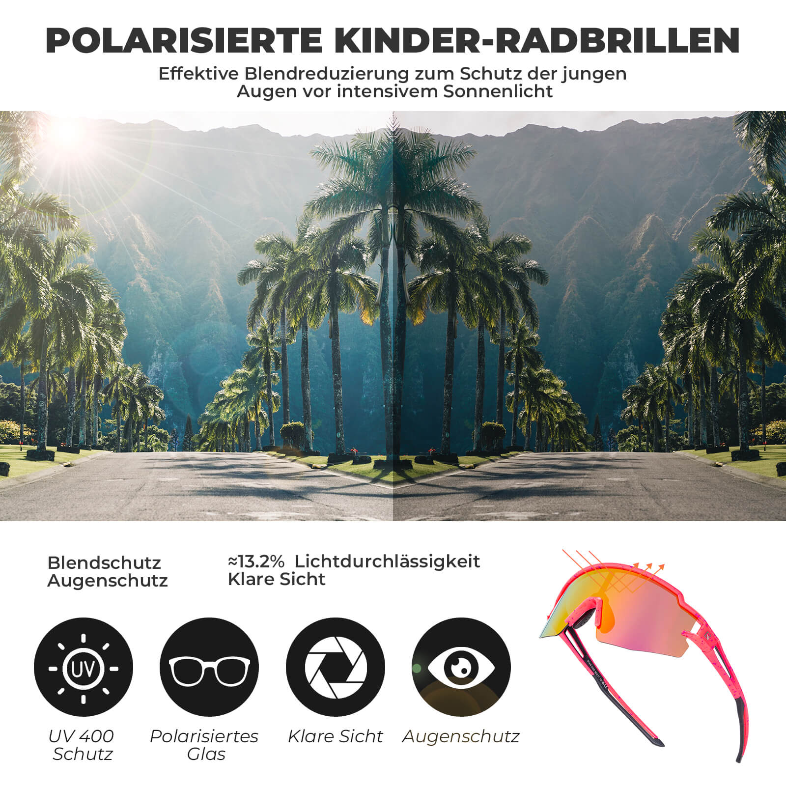 Polarisierte Sport- und Fahrradbrille für Kinder