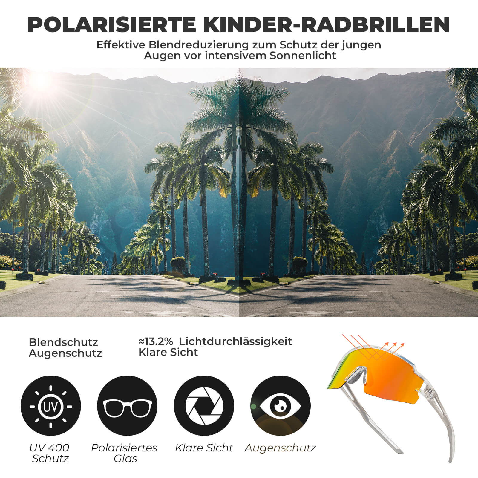 Polarisierte Sport- und Fahrradbrille für Kinder