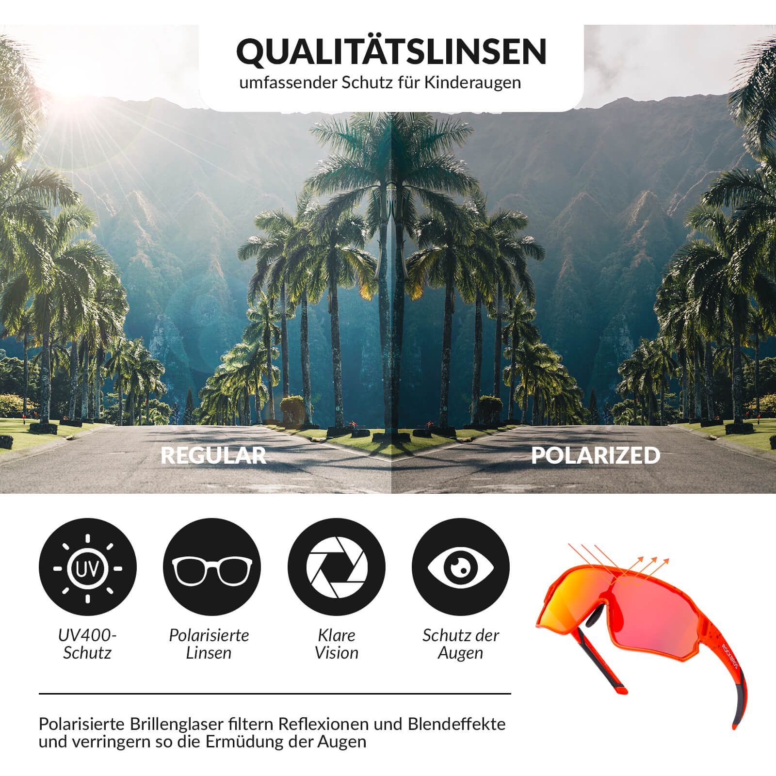 Polarisierte Kinder-Fahrradbrille mit UV400-Schutz