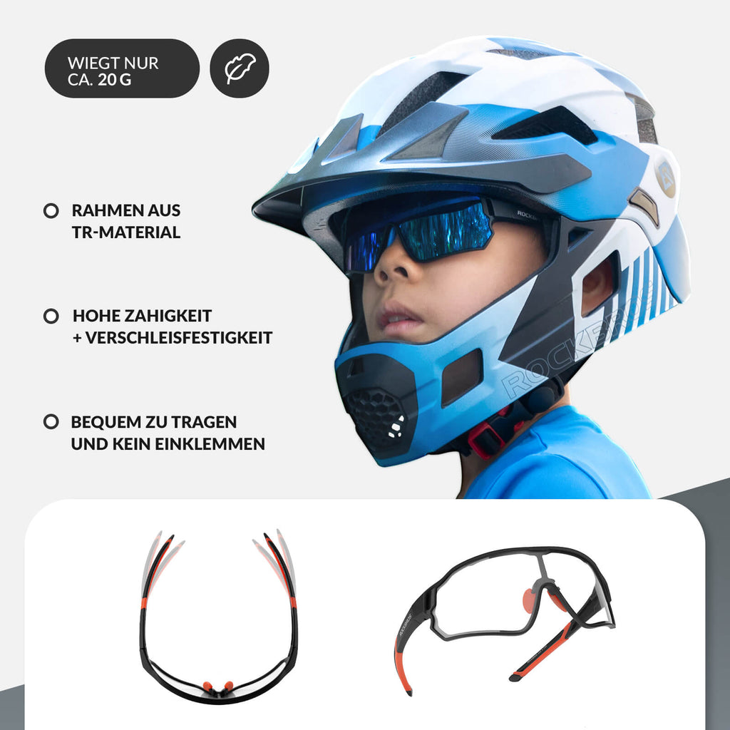 Selbsttönende Fahrradbrille für Kinder mit UV400-Schutz