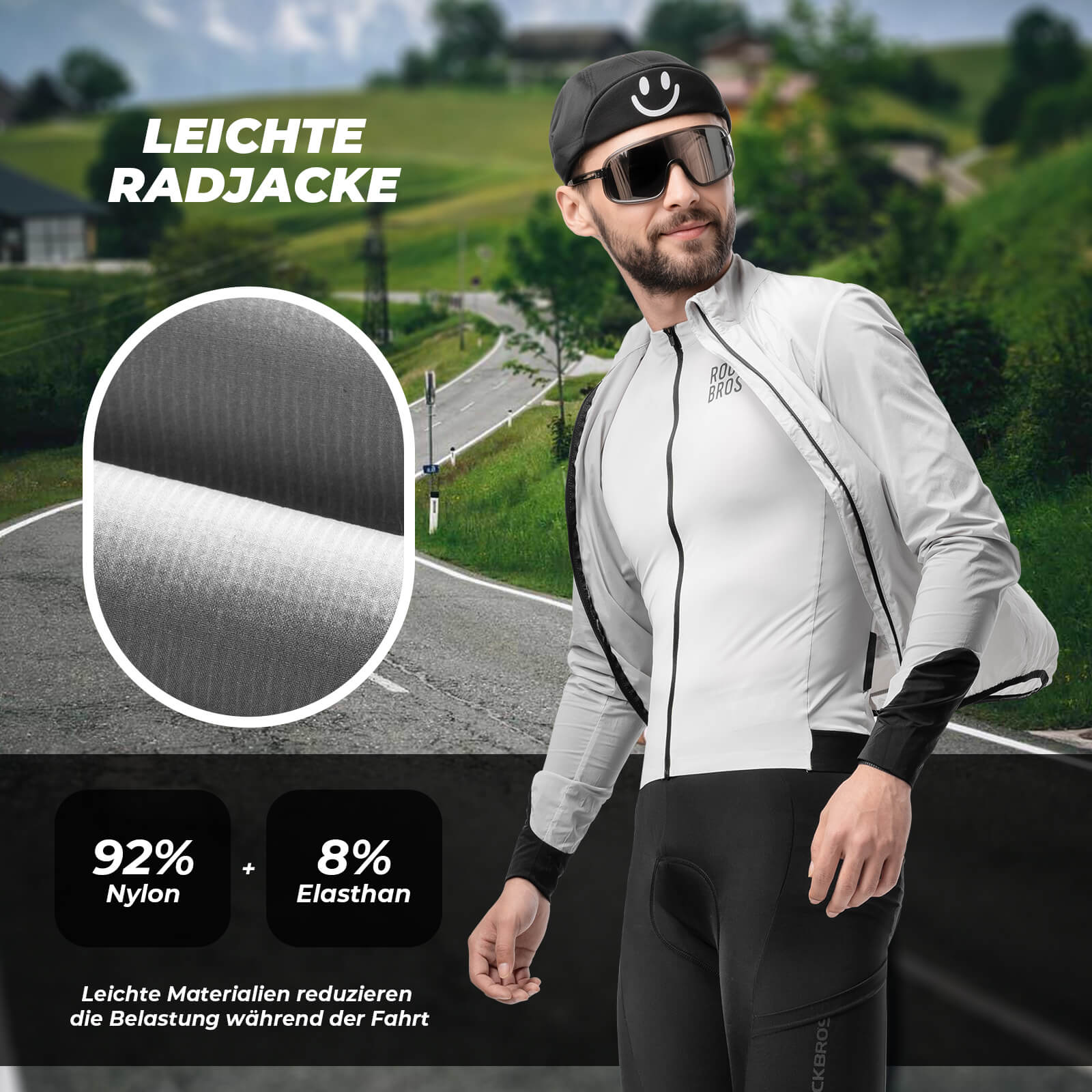 Leichte Fahrradjacke Atmungsaktiv Reflektierend Grau Herren
