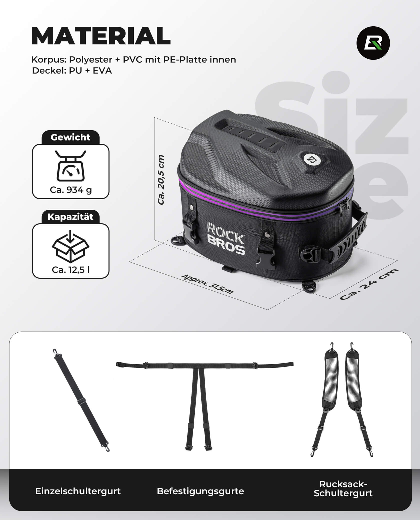 Motorrad Hecktasche Gepäcktasche 12,5L für Rücksitz