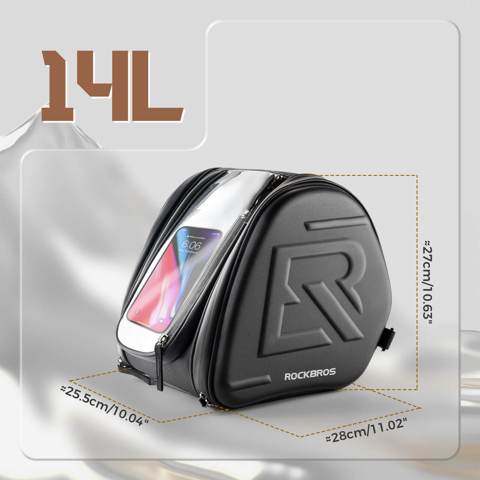 ROCKBROS Motorradtasche Tankrucksack mit Handyhalter Hecktasche 14L