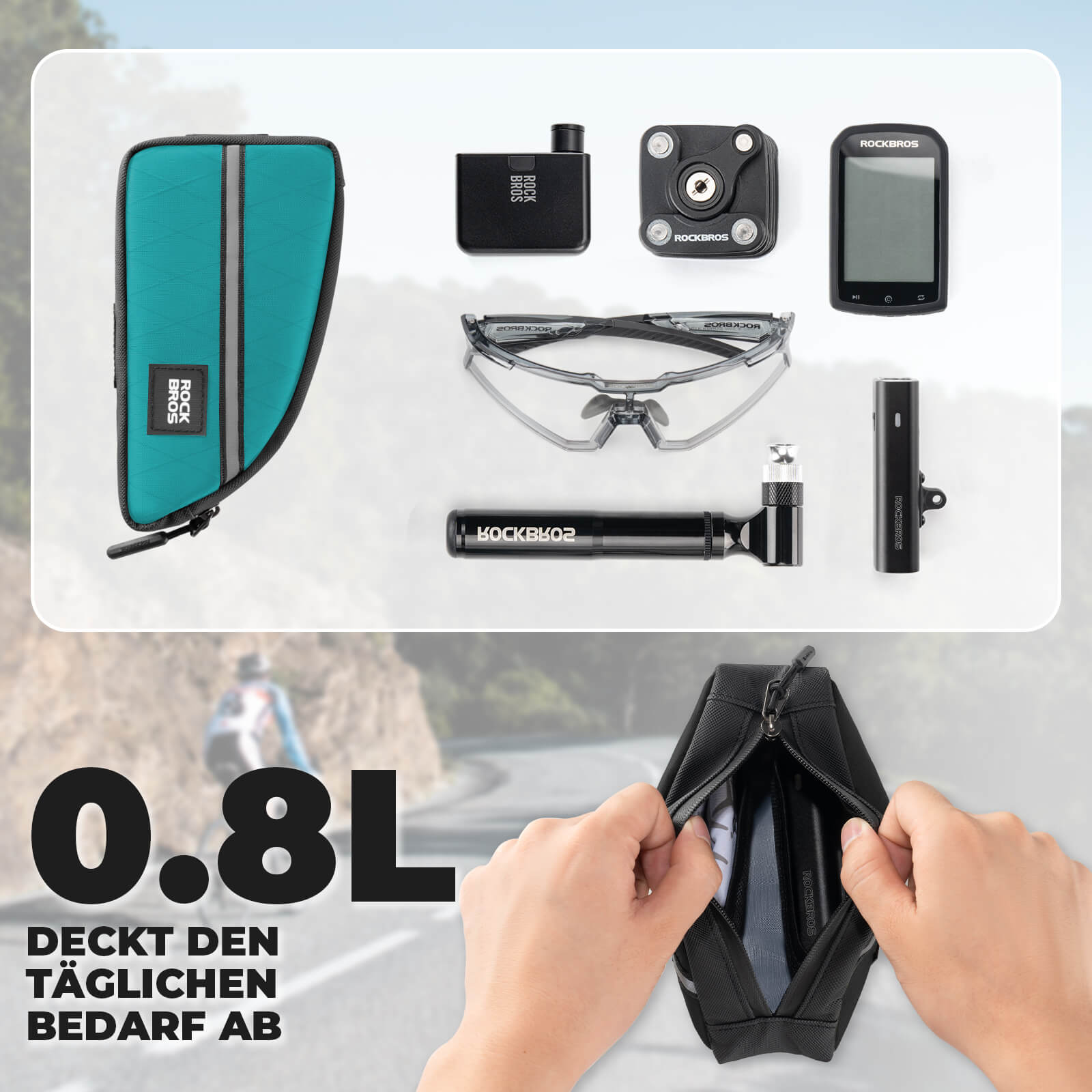 Oberrohrtasche 0,8L Leicht für Klapprad Falträder