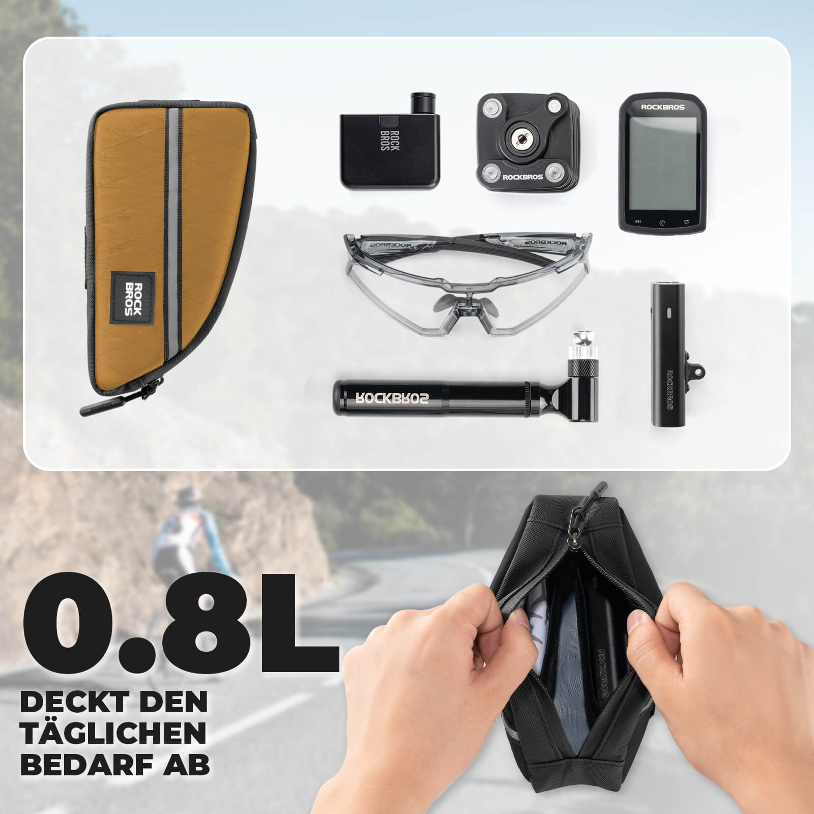 Oberrohrtasche 0,8L Leicht für Klapprad Falträder
