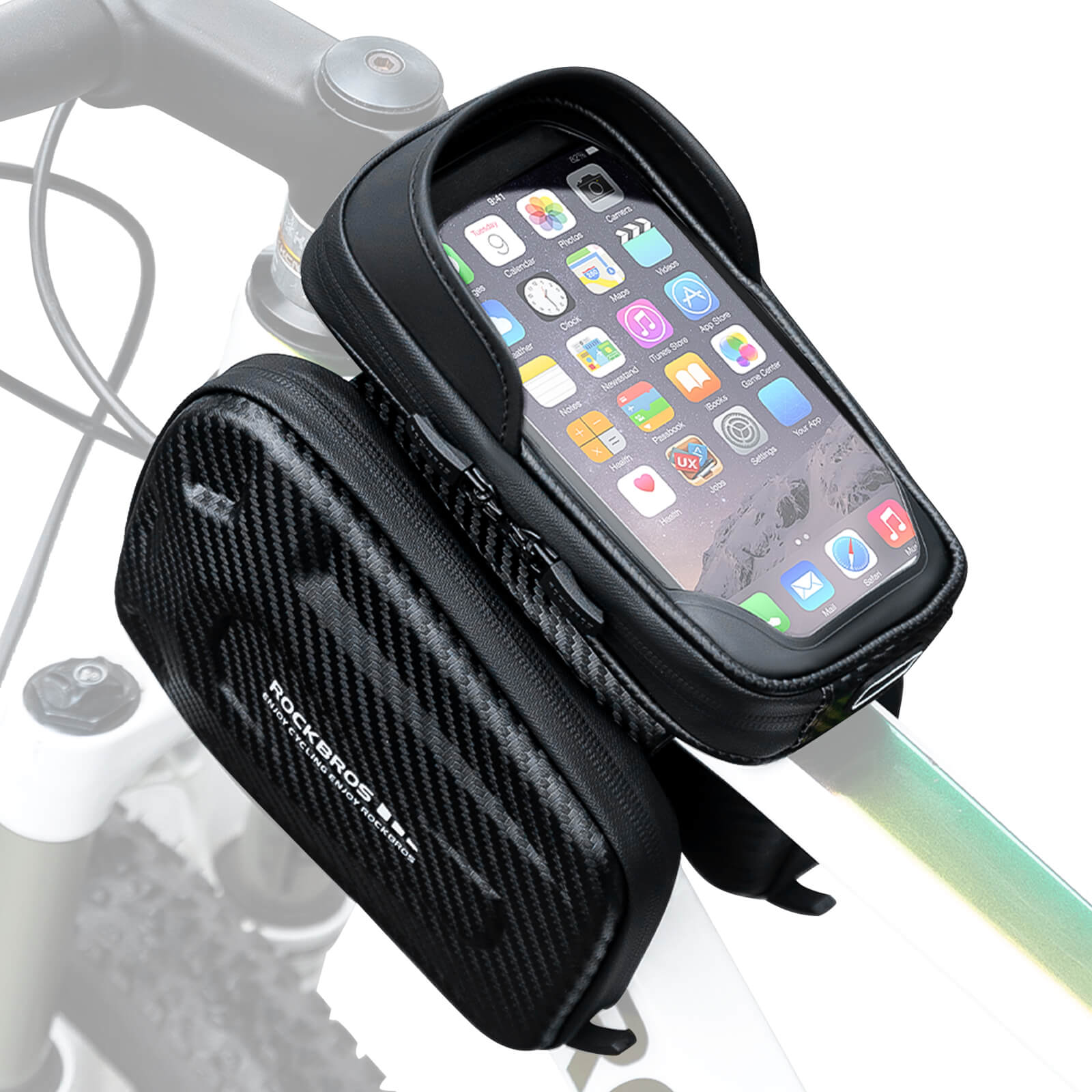 Oberrohrtasche für Smartphone mit Lichtschutz & Seitentaschen