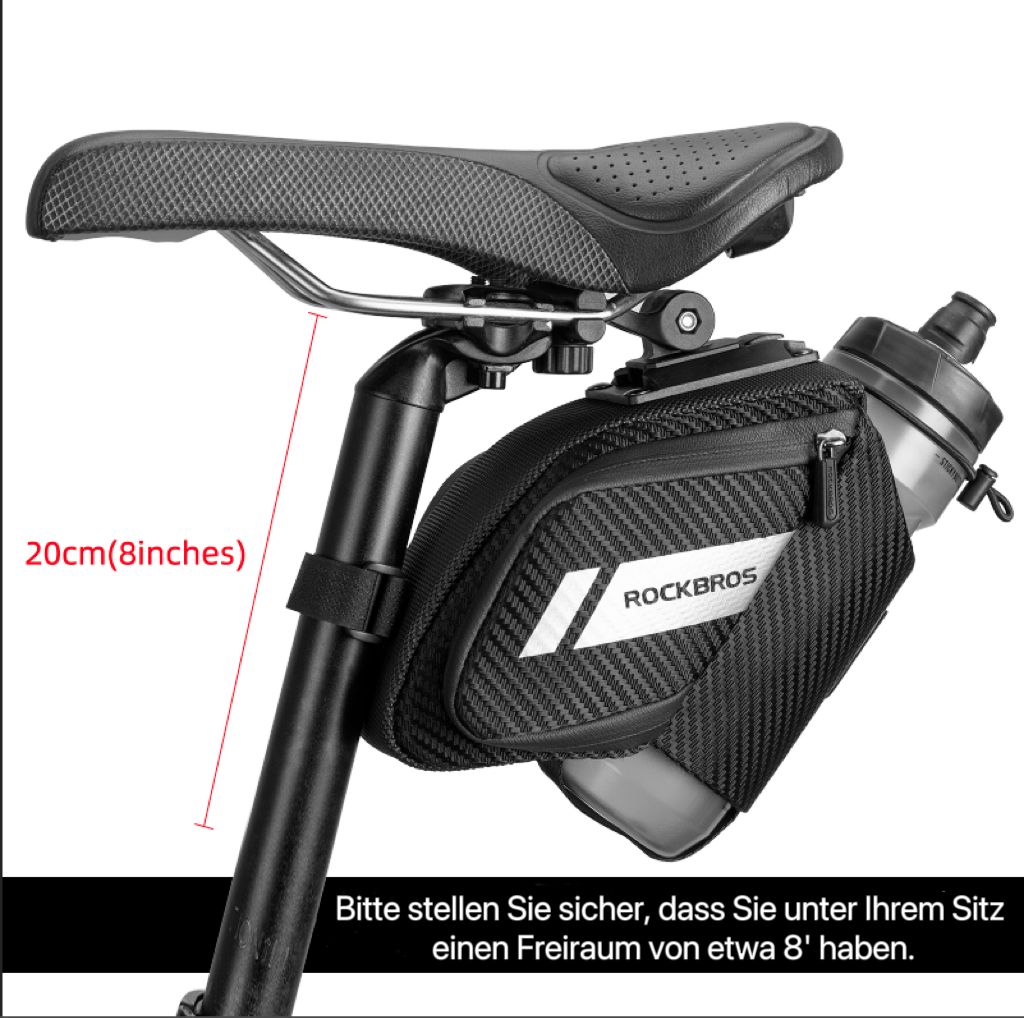 ROCKBROS Satteltasche Fahrradsitz Tasche mit Flaschenhalter Schwarz 1L