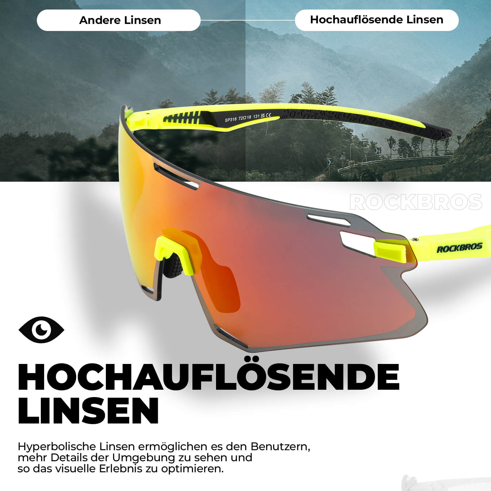 Aerodynamische und Windabweisende Sportbrille