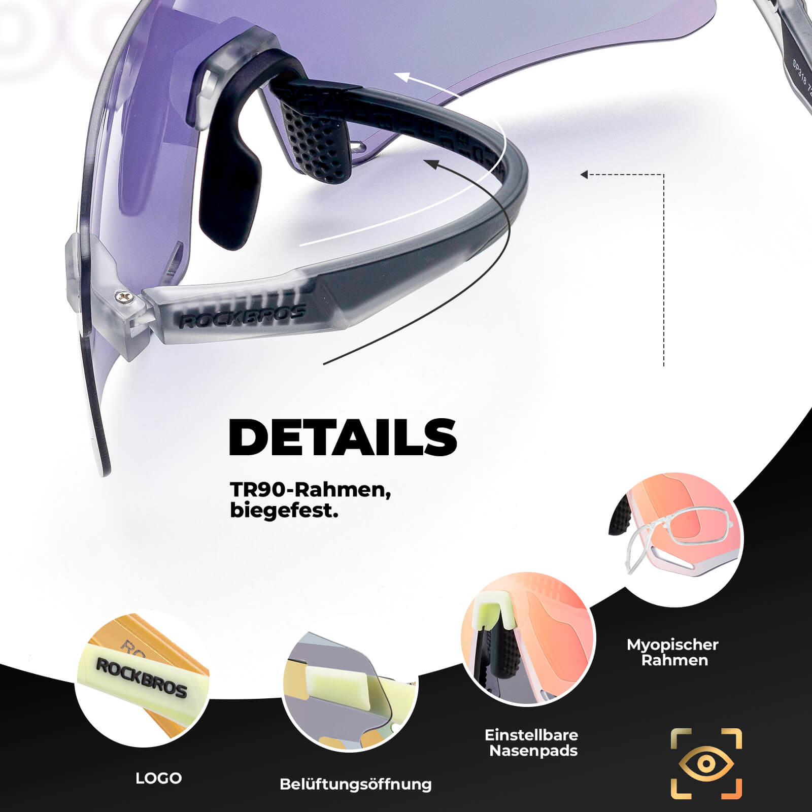 Aerodynamische und Windabweisende Sportbrille