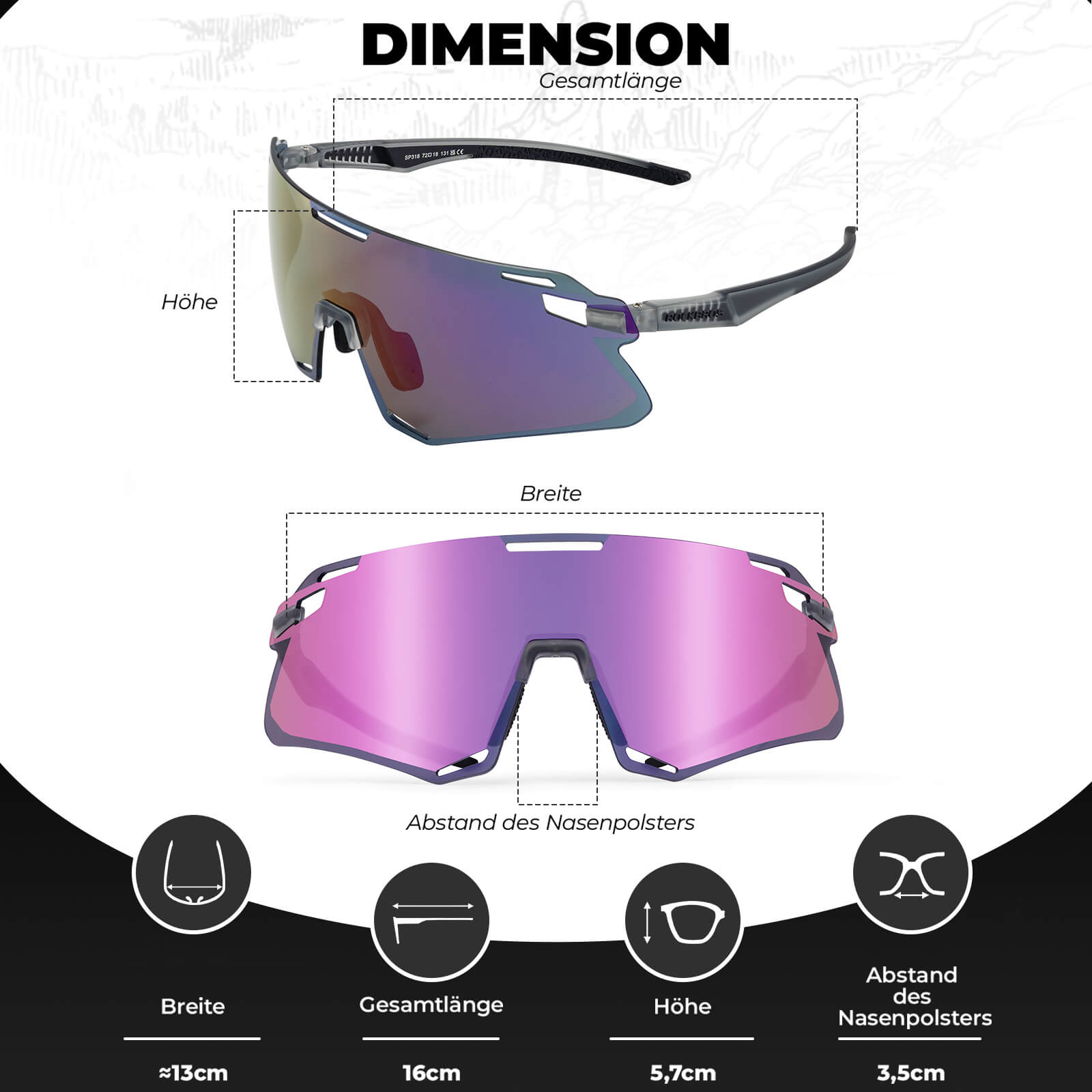 Aerodynamische und Windabweisende Sportbrille