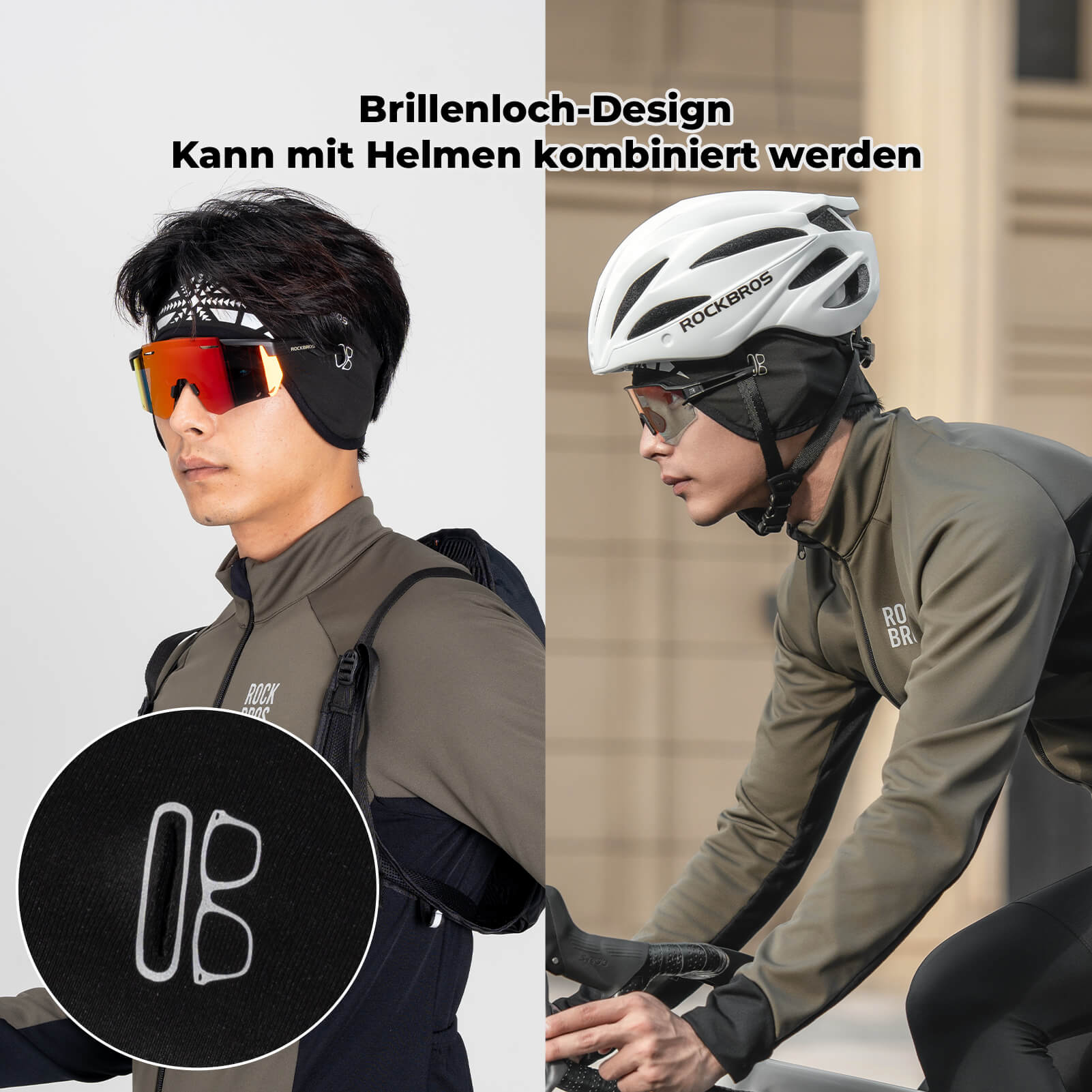 ROCKBROS Elastisches Winter Stirnband mit Klettverschluss Ohrenwärmer Unisex