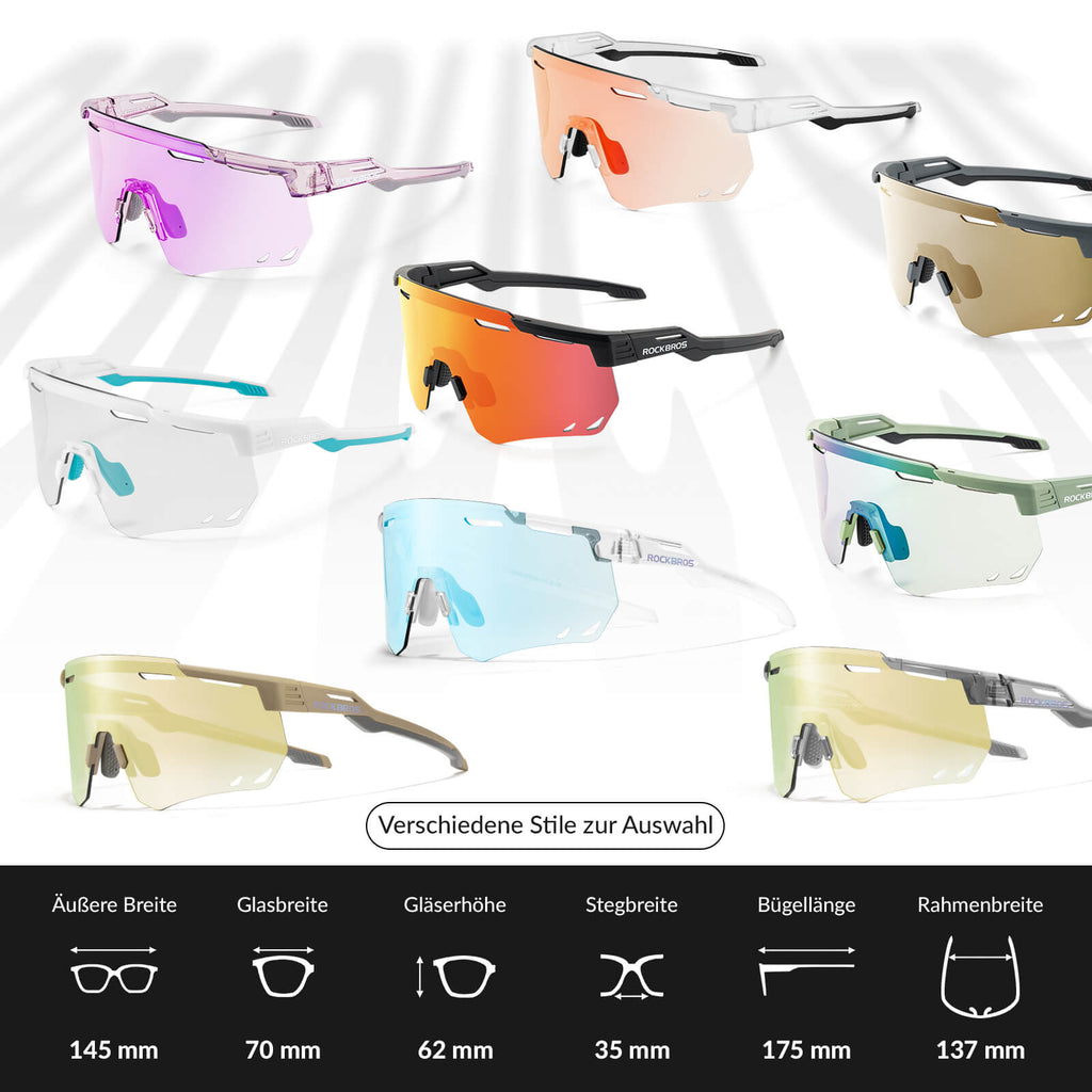 Ultraleichte und Selbsttönende Fahrradbrille (UV400)