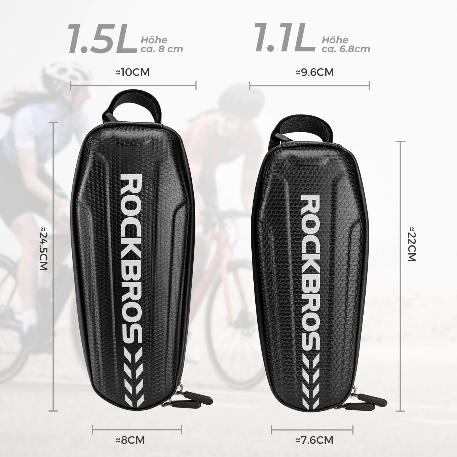 ROCKBROS Wasserdicht Oberrohrtasche Satteltasche 1L/1,5L Schwarz