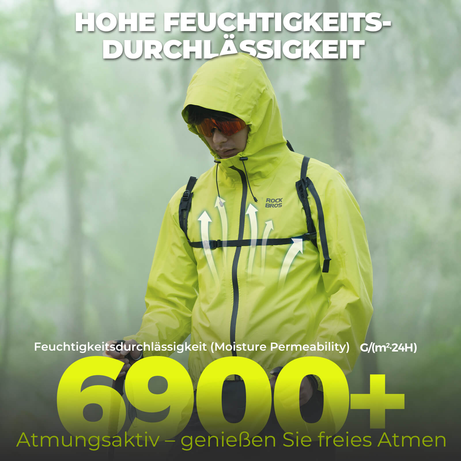 Neon Gelb Jacke Regenjacke Leicht Wasserdicht 0-15° Herren/Damen