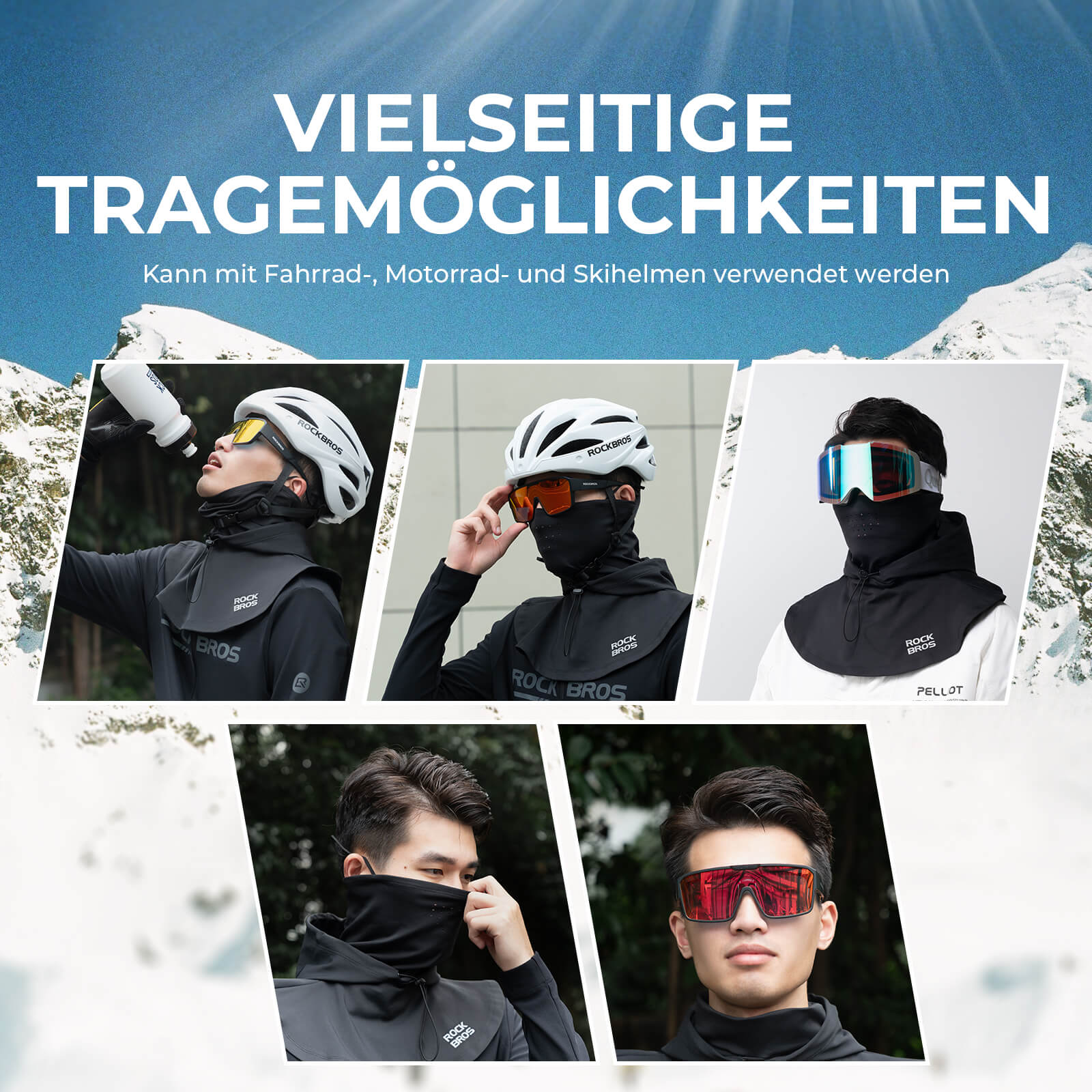 ROCKBROS Winter Sturmhaube Gesichtsmaske Warm Winddicht Balaclava Herren Damen