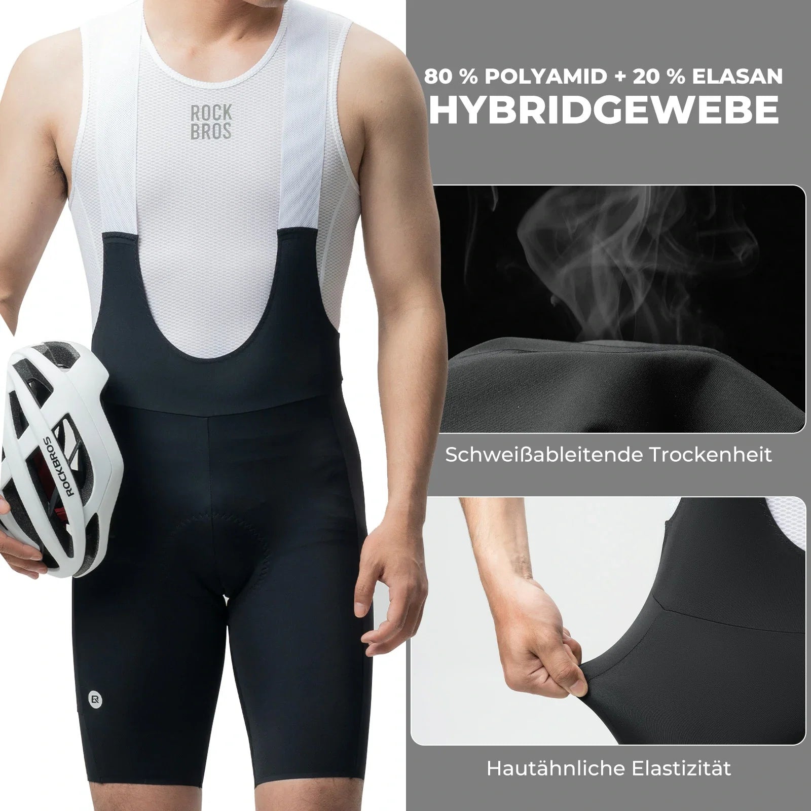Radlerhose Herren Gepolstert, Fahrradhose Kurz, Bib Shorts mit Träger, Radsport Trägerhosen