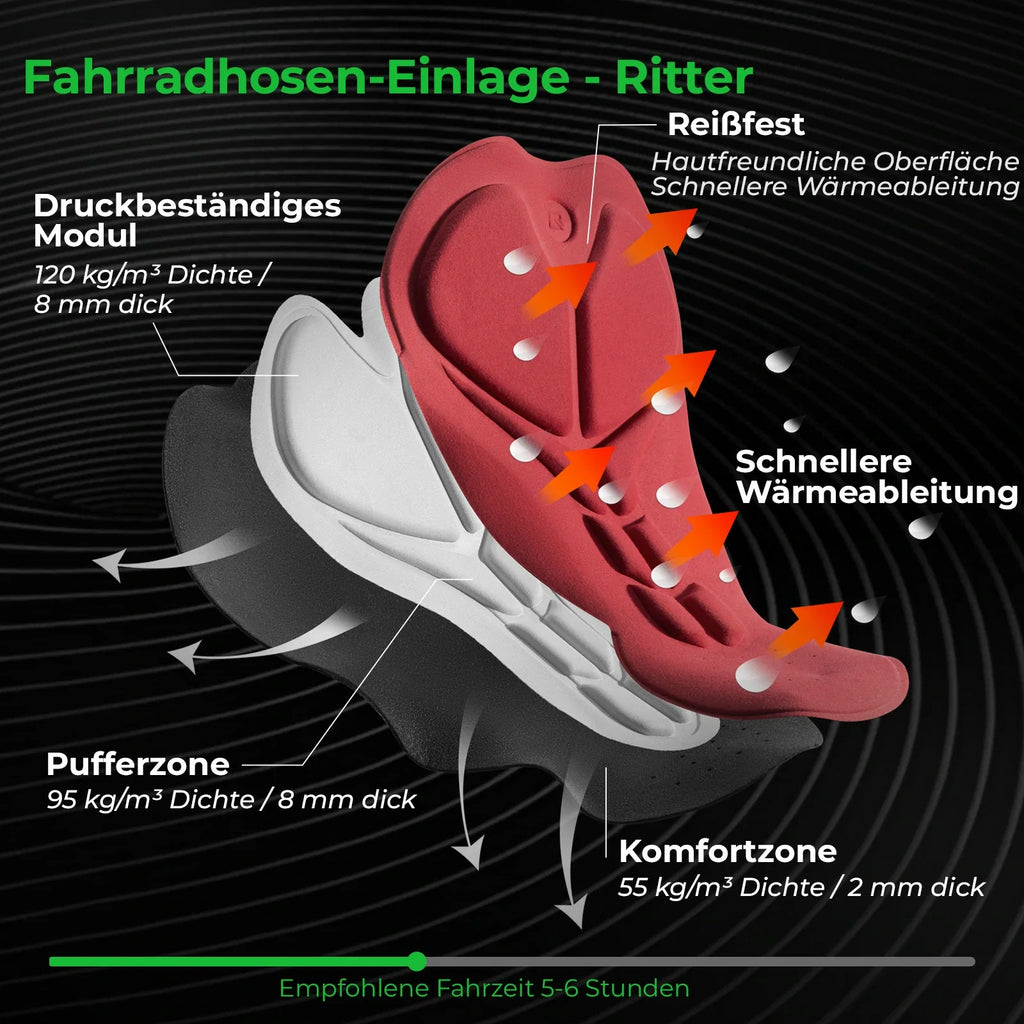 Radlerhose Herren Gepolstert, Fahrradhose Kurz, Bib Shorts mit Träger, Radsport Trägerhosen