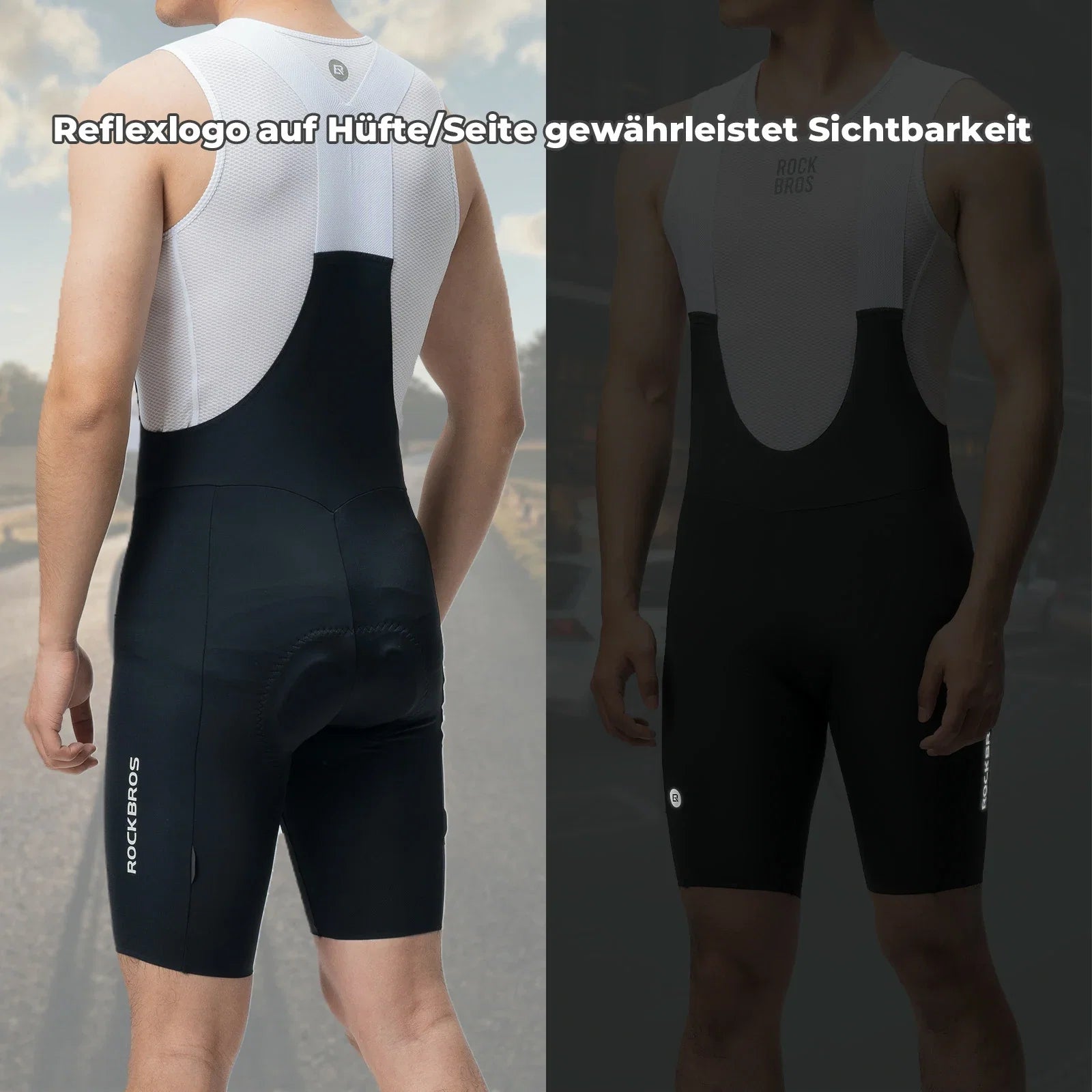Radlerhose Herren Gepolstert, Fahrradhose Kurz, Bib Shorts mit Träger, Radsport Trägerhosen