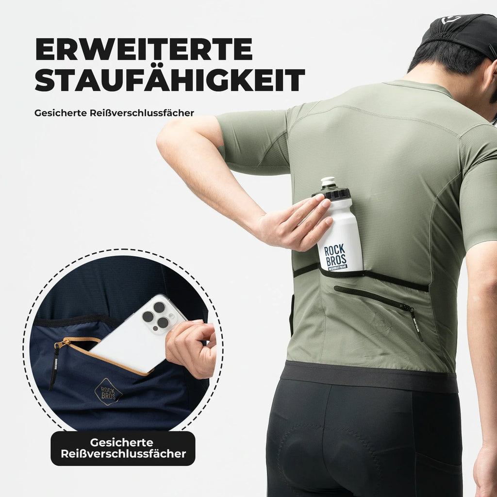 Radtrikot Kurzarm Herren, Atmungsaktives schnelltrocknendes Rennrad Trikot