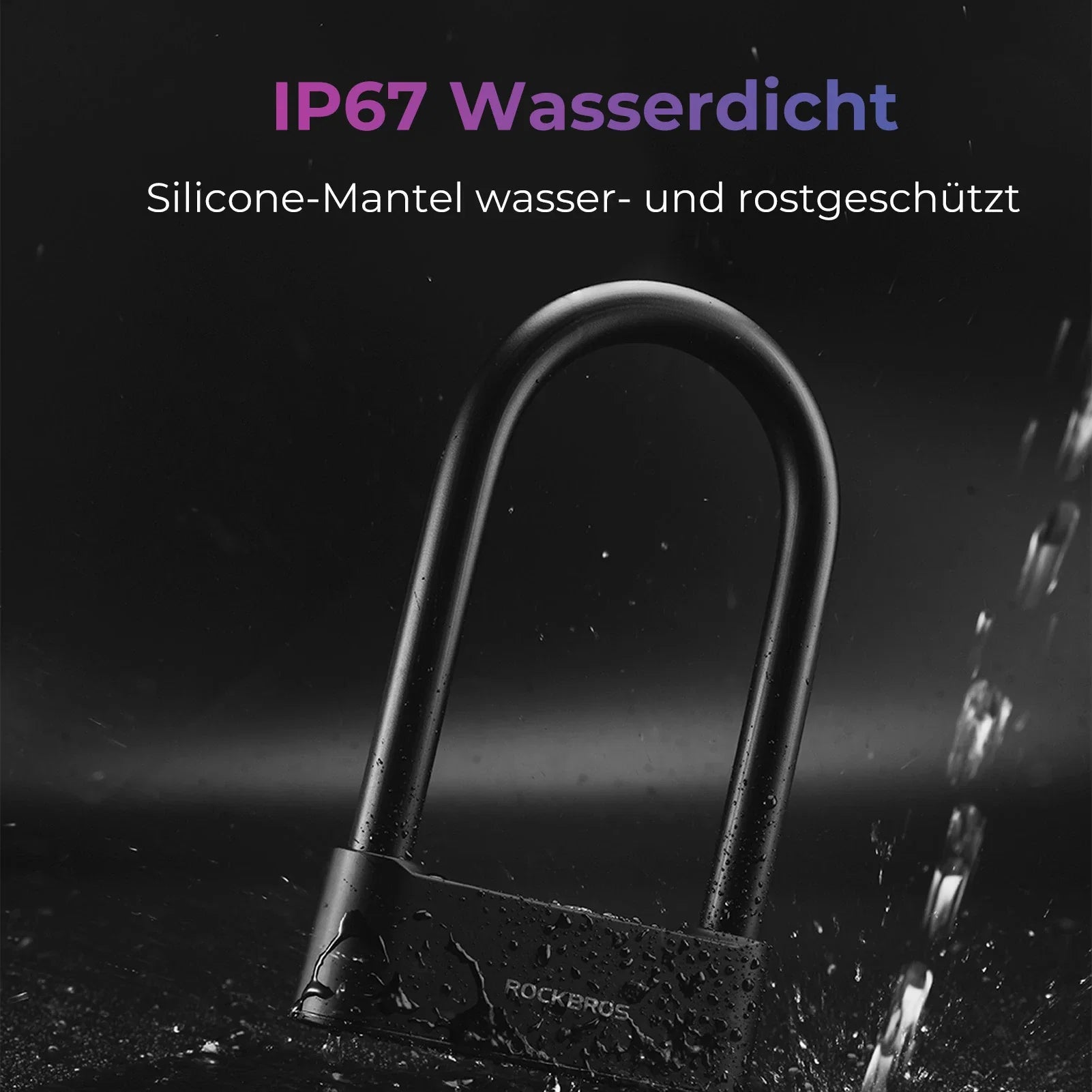 Schloss Fingerabdruck Wasserdicht IP6 Fahrrad Bügelschloss Bluetooth Schloss mit Schlüssel USB-Aufladung