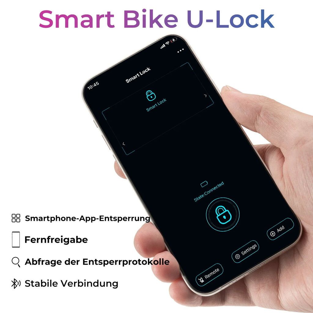 Schloss Fingerabdruck Wasserdicht IP6 Fahrrad Bügelschloss Bluetooth Schloss mit Schlüssel USB-Aufladung