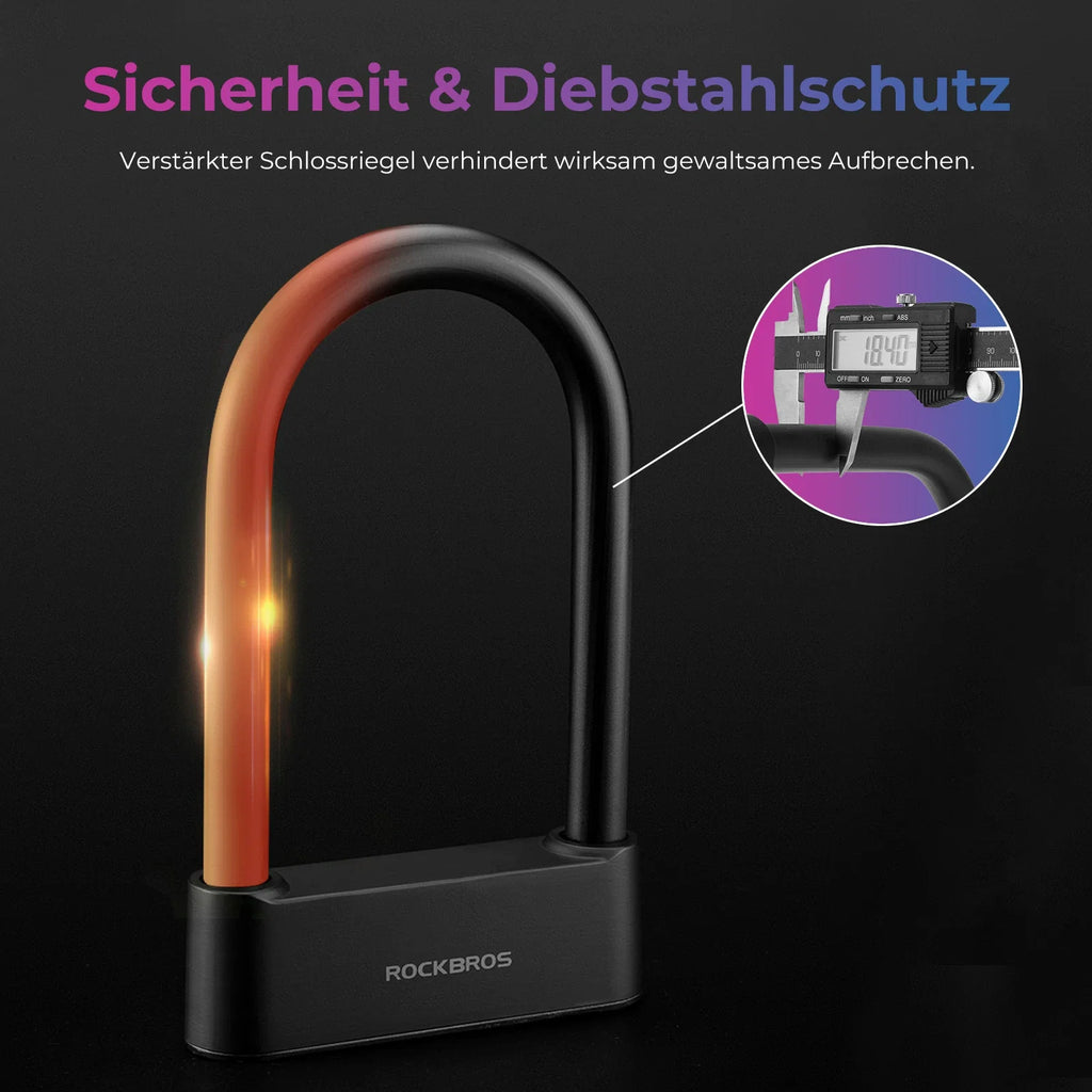 Schloss Fingerabdruck Wasserdicht IP6 Fahrrad Bügelschloss Bluetooth Schloss mit Schlüssel USB-Aufladung